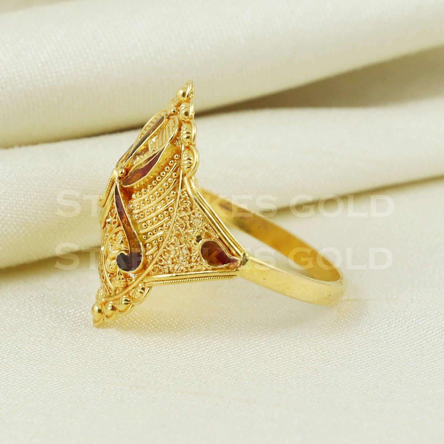 beautiful 22K Yellow Gold Ring Genuine Hallmarked 916 Handcrafted Jewelry B1004