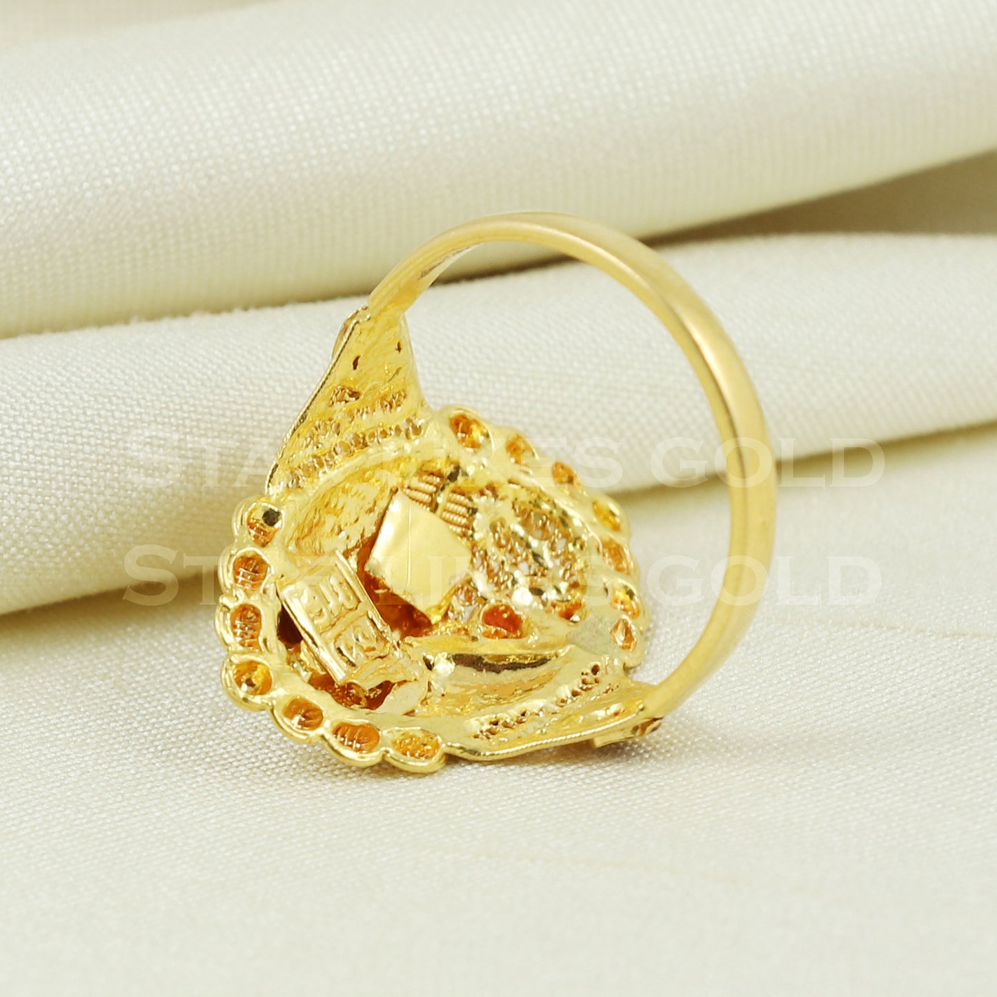 beautiful 22K Yellow Gold Ring Genuine Hallmarked 916 Handcrafted Jewelry B1004