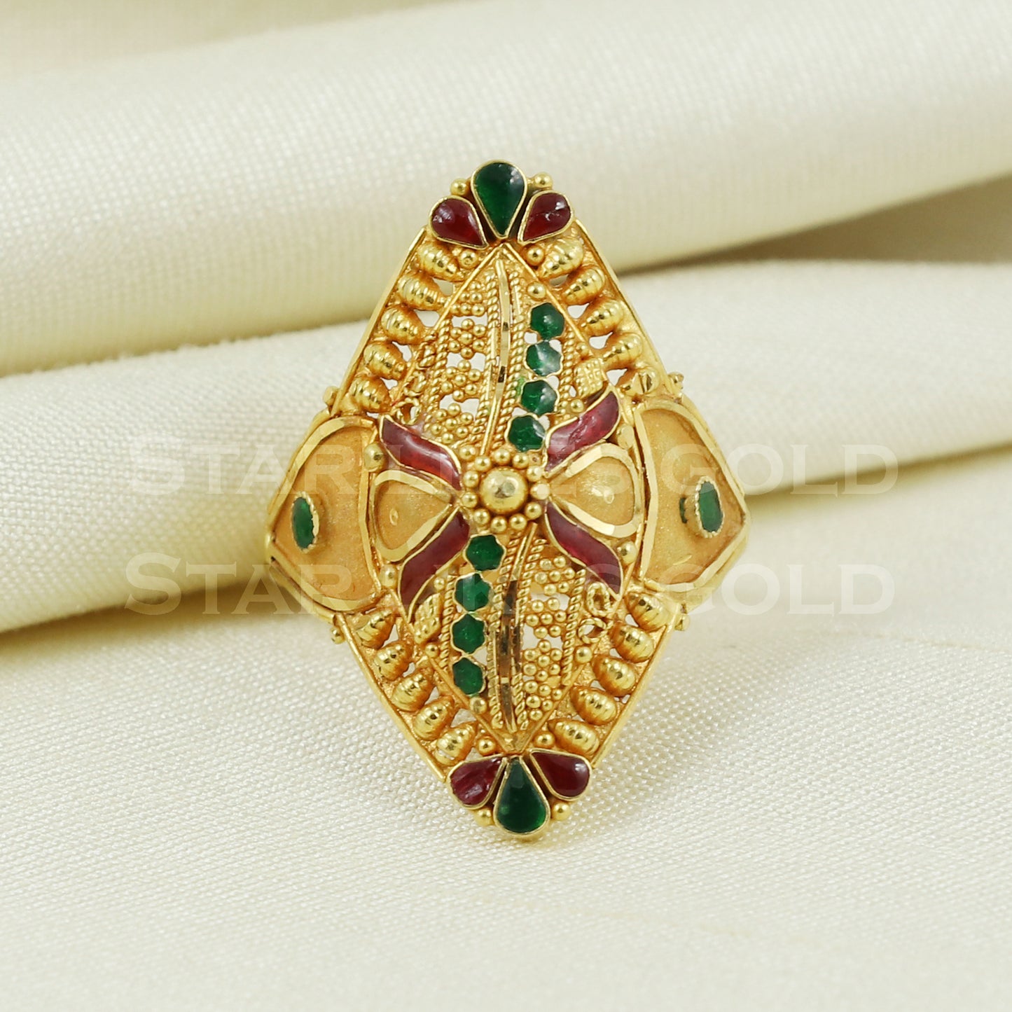 beautiful 22K Yellow Gold Ring Genuine Hallmarked 916 Handcrafted Jewelry B1005