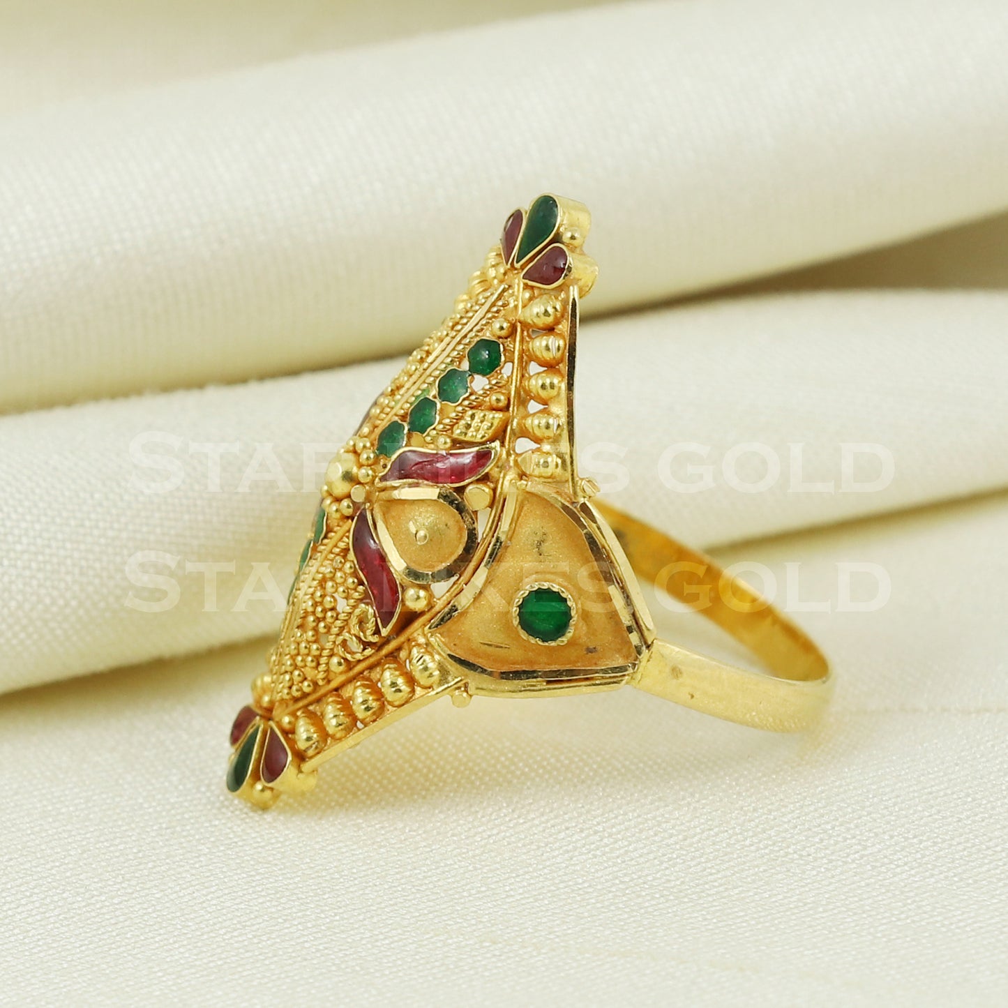 beautiful 22K Yellow Gold Ring Genuine Hallmarked 916 Handcrafted Jewelry B1005