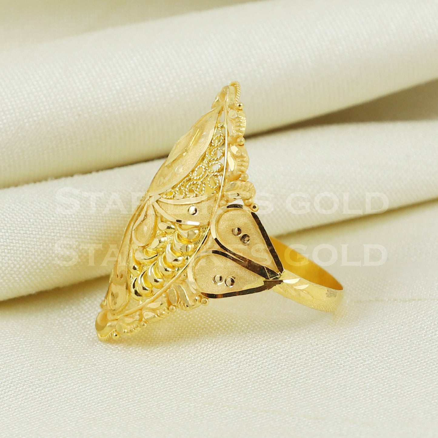 beautiful 22K Yellow Gold Ring Genuine Hallmarked 916 Handcrafted Jewelry B1007