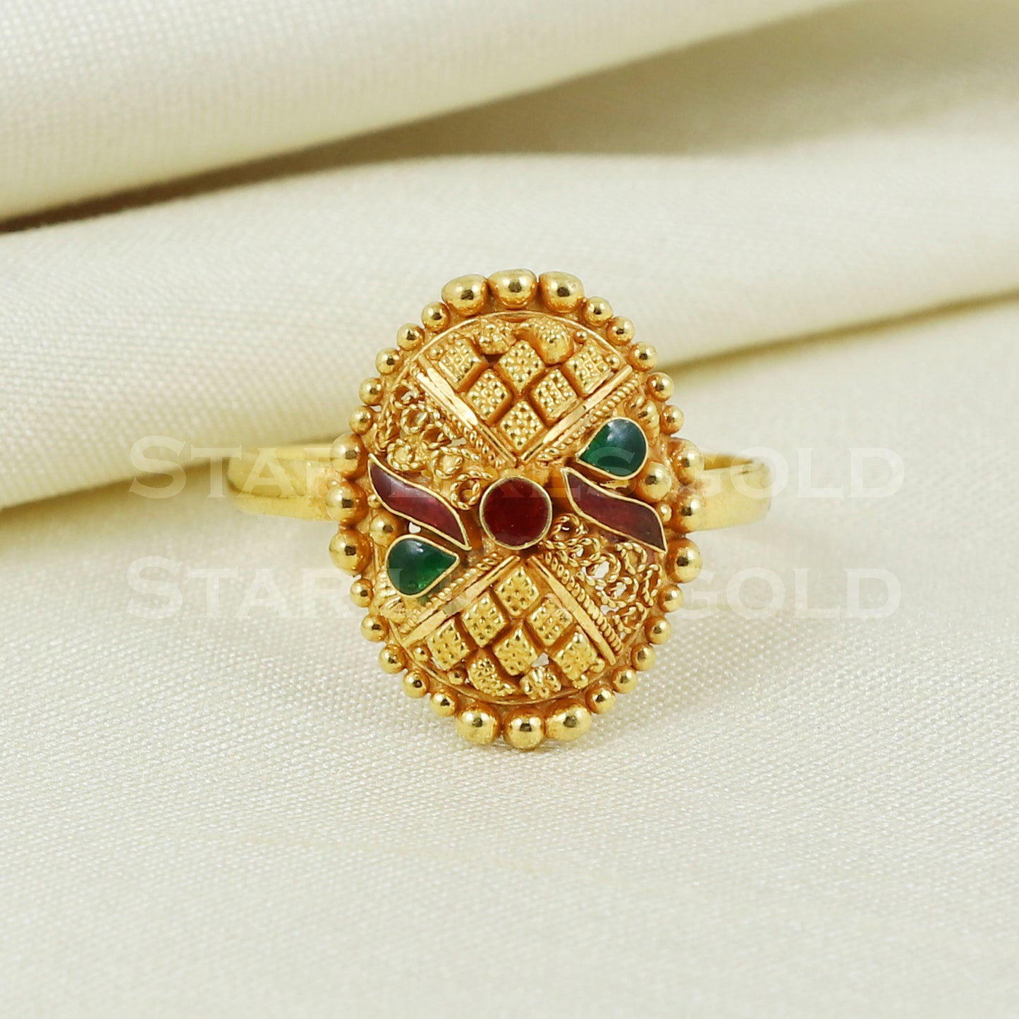 beautiful 22K Yellow Gold Ring Genuine Hallmarked 916 Handcrafted Jewelry B1008