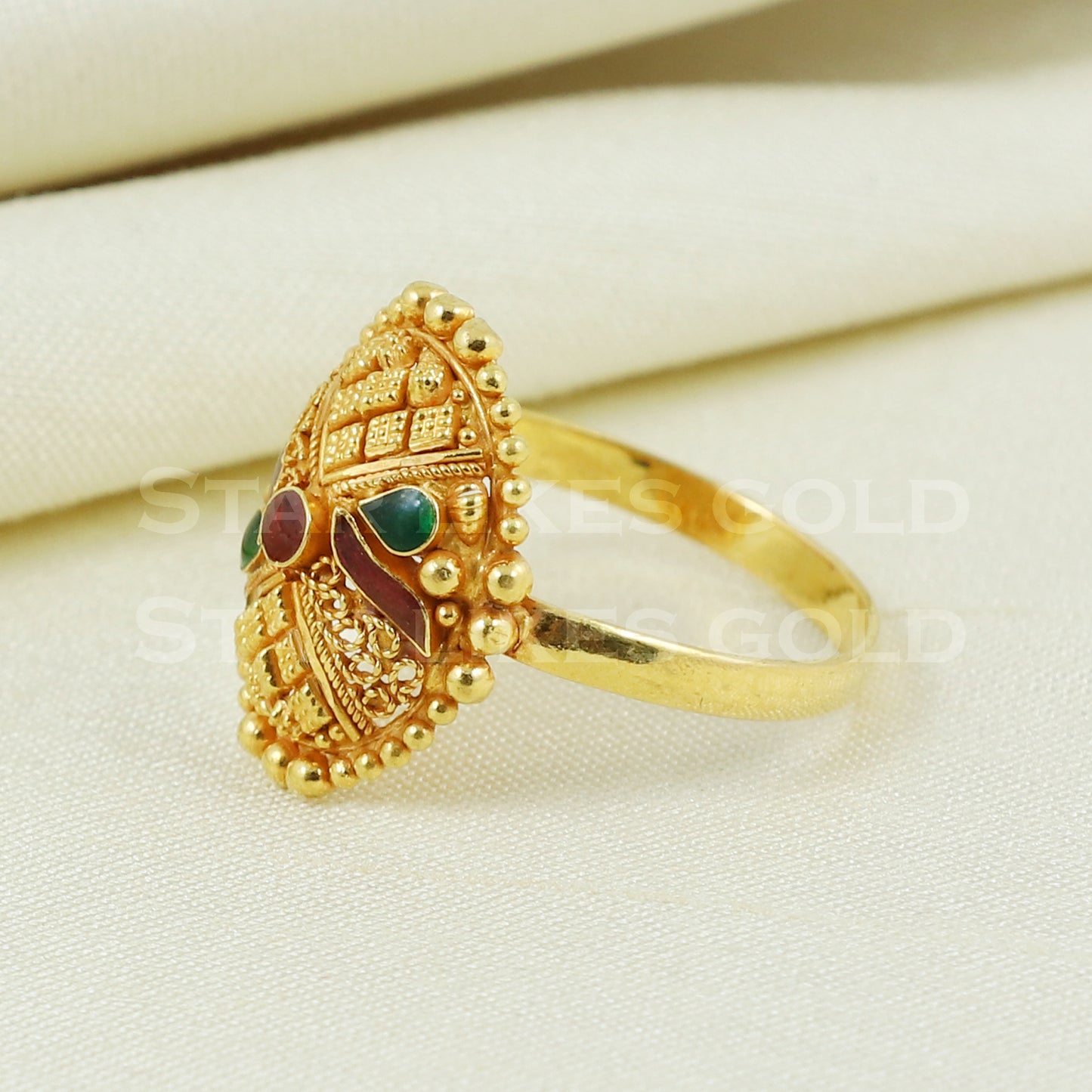 beautiful 22K Yellow Gold Ring Genuine Hallmarked 916 Handcrafted Jewelry B1008