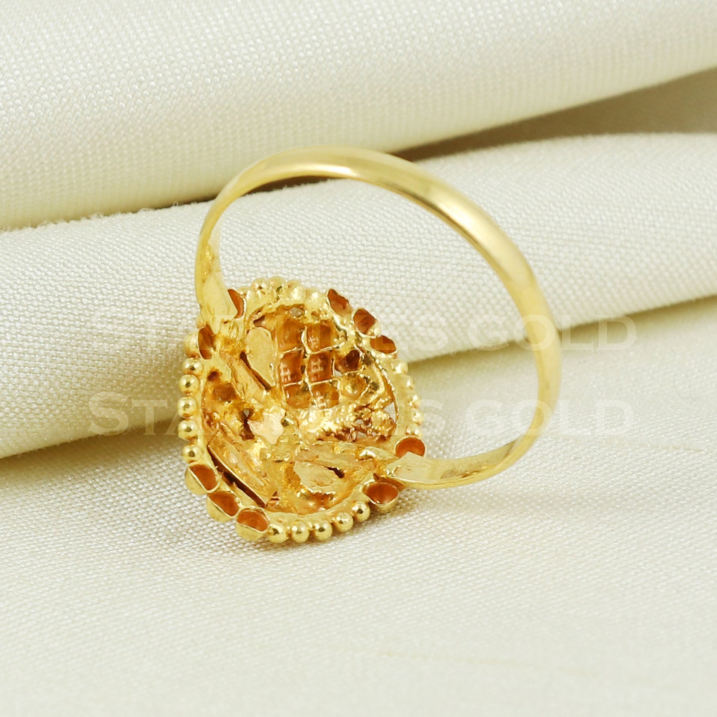 beautiful 22K Yellow Gold Ring Genuine Hallmarked 916 Handcrafted Jewelry B1008
