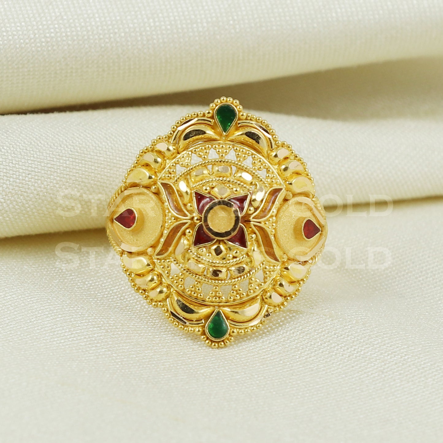 beautiful 22K Yellow Gold Ring Genuine Hallmarked 916 Handcrafted Jewelry B1010