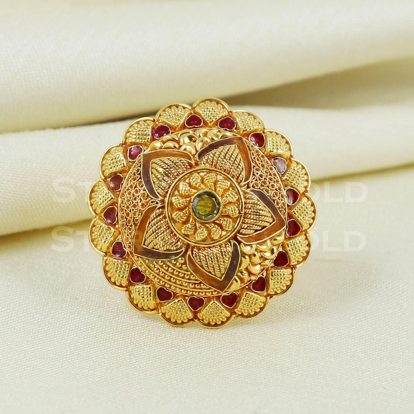 beautiful 22K Yellow Gold Ring Genuine Hallmarked 916 Handcrafted Jewelry B1015