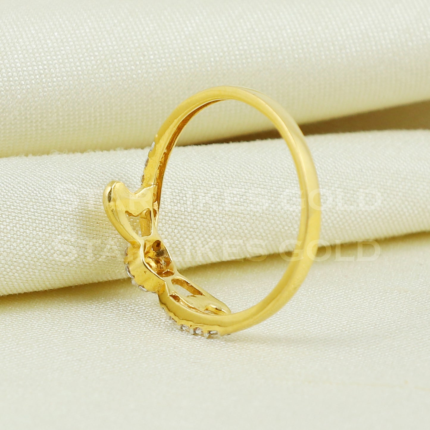Unique Zircon 22K Yellow Gold Ring Genuine Hallmarked 916 Handcrafted Jewelry B1022