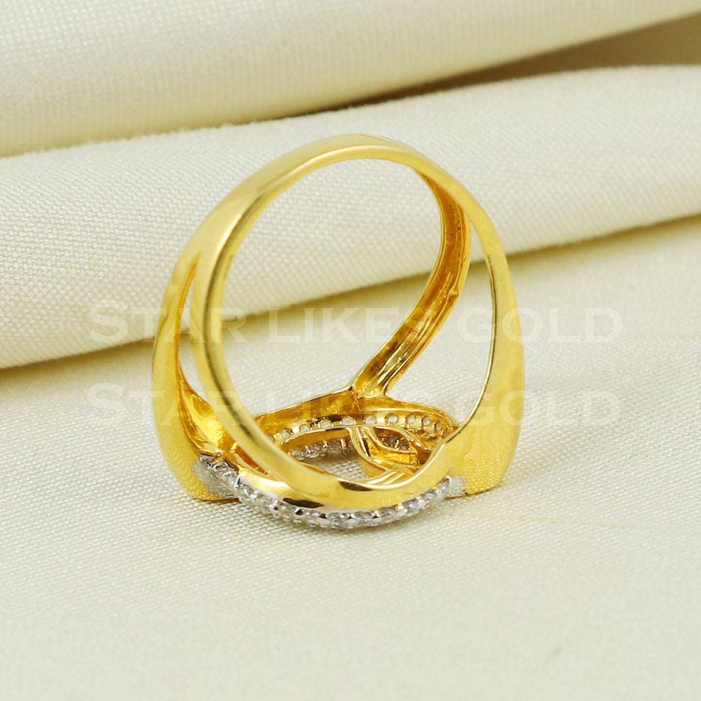 Zircon 22K Yellow Gold Ring Genuine Hallmarked 916 Handcrafted Jewelry B1024