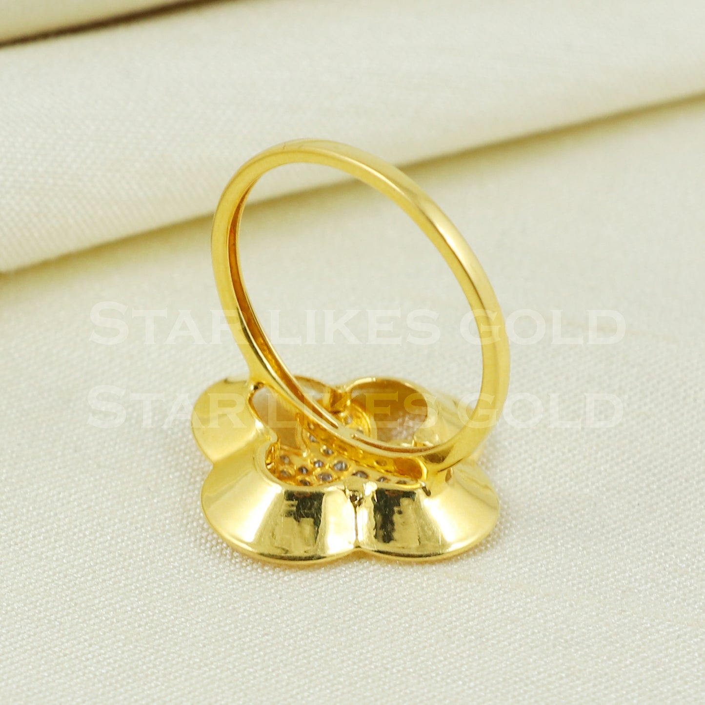 Zircon 22K Yellow Gold Ring Genuine Hallmarked 916 Handcrafted Jewelry B1025