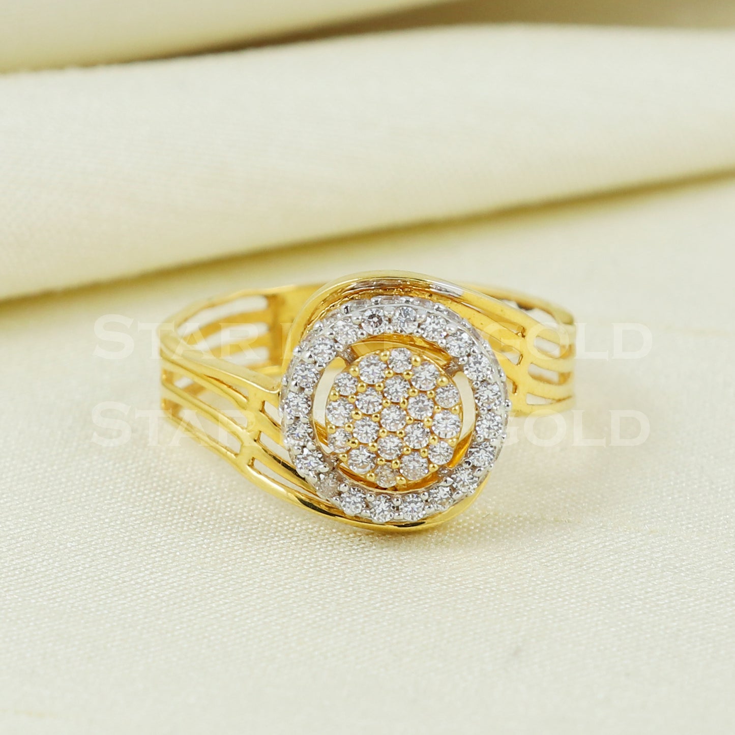 Zircon 22K Yellow Gold Ring Genuine Hallmarked 916 Handcrafted Jewelry B1027
