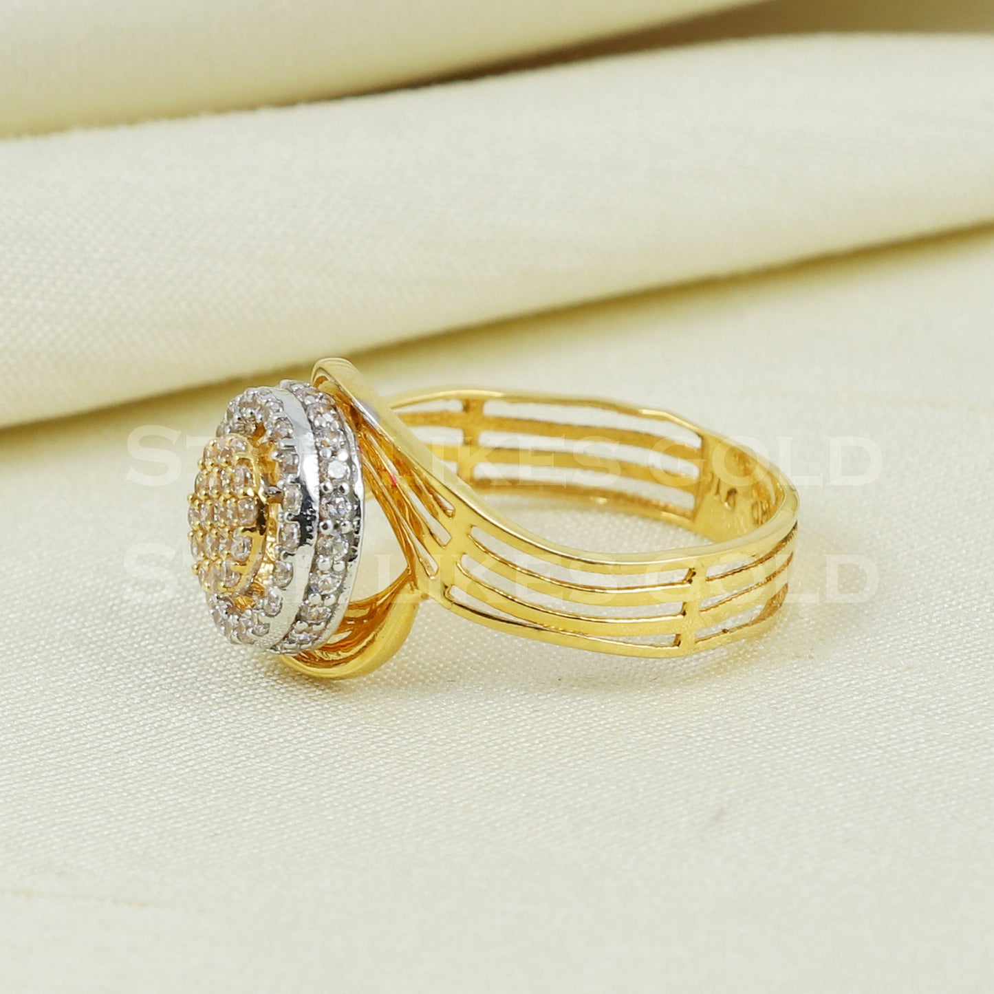 Zircon 22K Yellow Gold Ring Genuine Hallmarked 916 Handcrafted Jewelry B1027