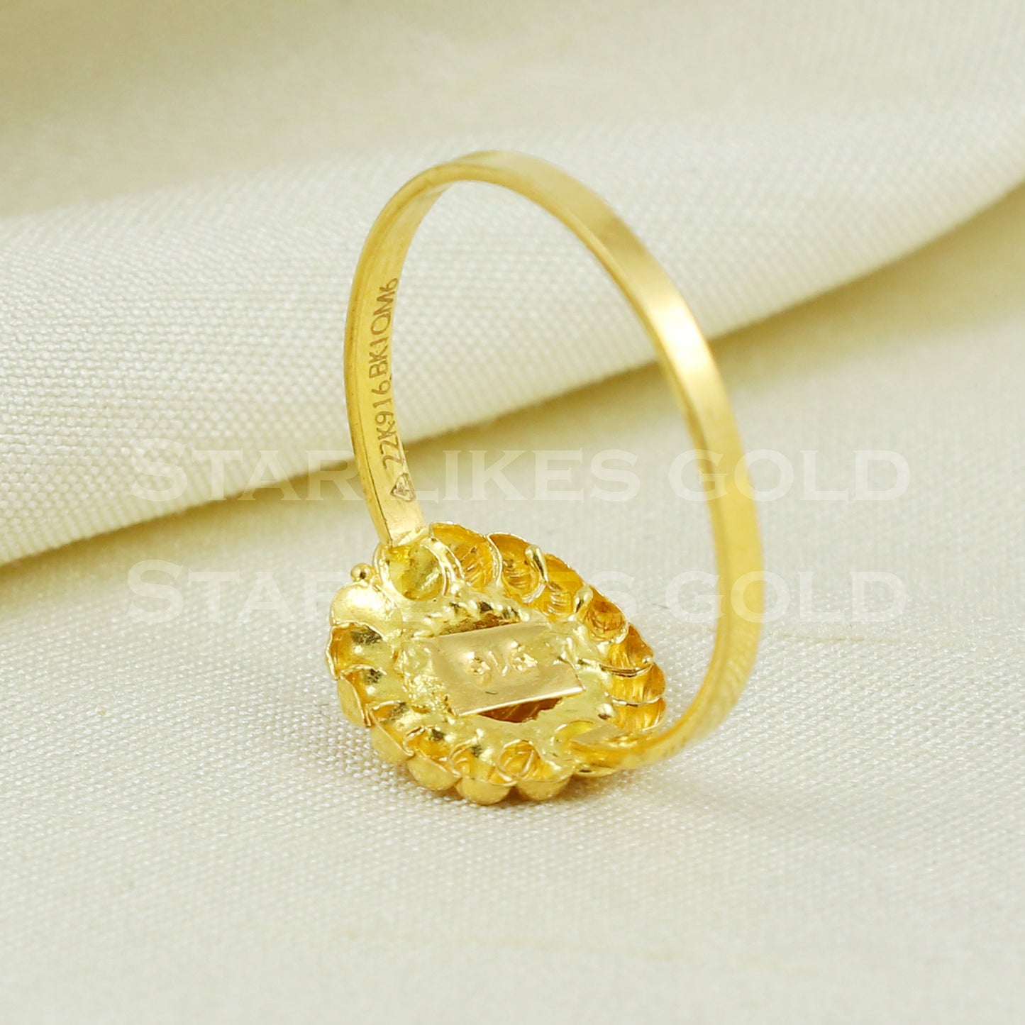 beautiful 22K Yellow Gold Ring Genuine Hallmarked 916 Handcrafted Jewelry B1030
