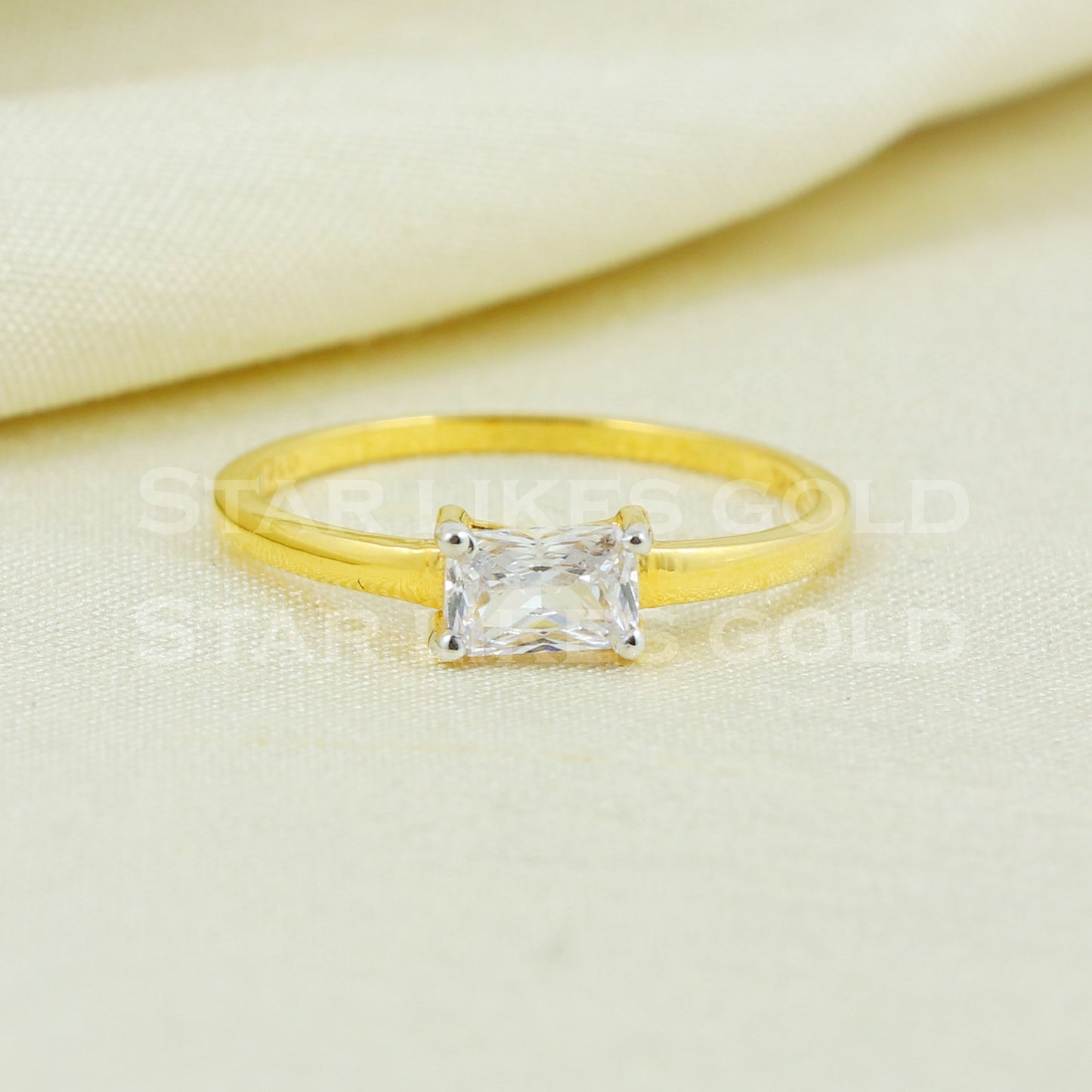 Zircon 22K Yellow Gold Ring Genuine Hallmarked 916 Handcrafted Jewelry B1031