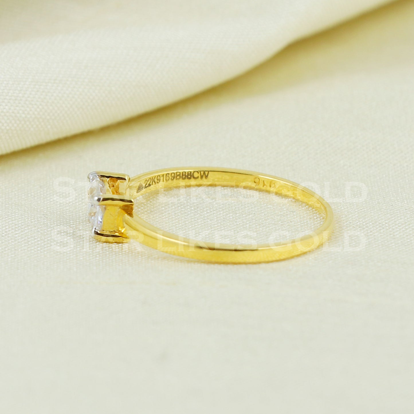 Zircon 22K Yellow Gold Ring Genuine Hallmarked 916 Handcrafted Jewelry B1031