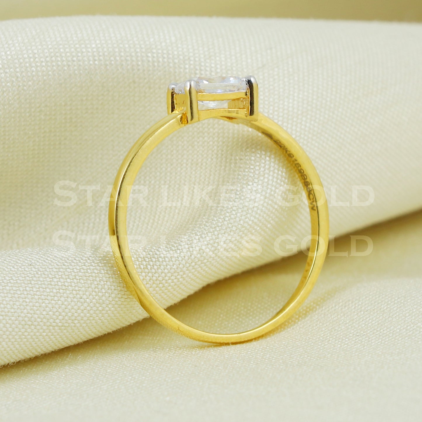 Zircon 22K Yellow Gold Ring Genuine Hallmarked 916 Handcrafted Jewelry B1031