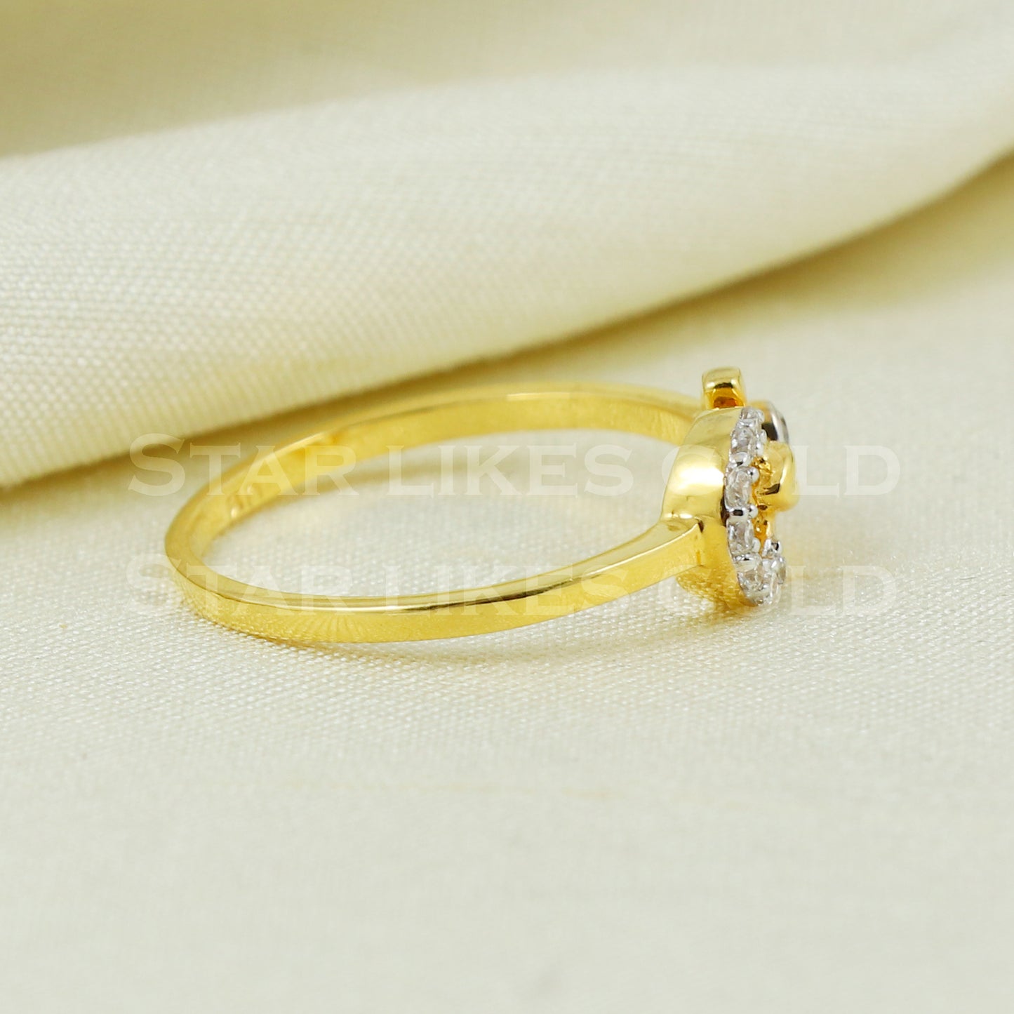 Zircon 22K Yellow Gold Ring Genuine Hallmarked 916 Handcrafted Jewelry B1032