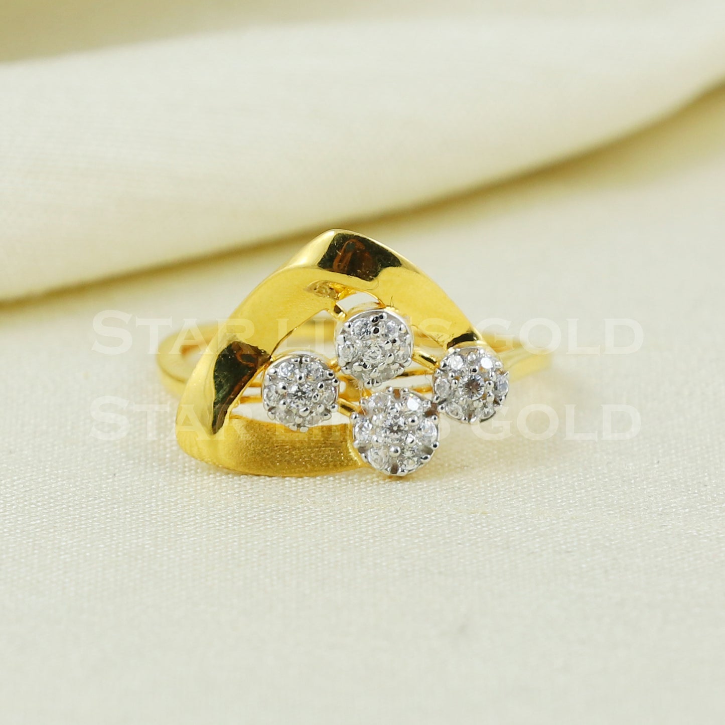 Zircon 22K Yellow Gold Ring Genuine Hallmarked 916 Handcrafted Jewelry B1033