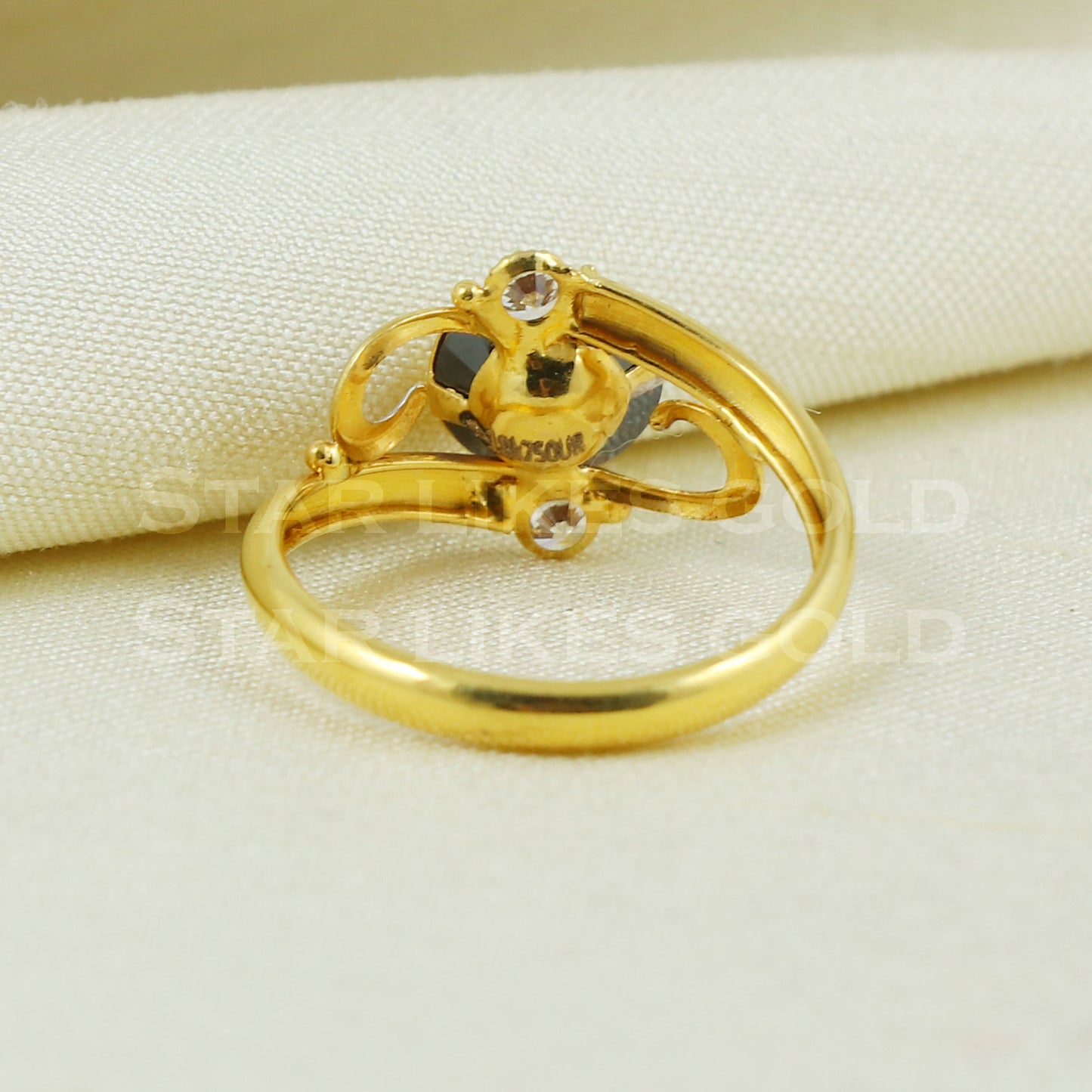 black stone 18k 18KT GOLD RING Handmade fine Jewelry, Perfect Gift for Lover B1048