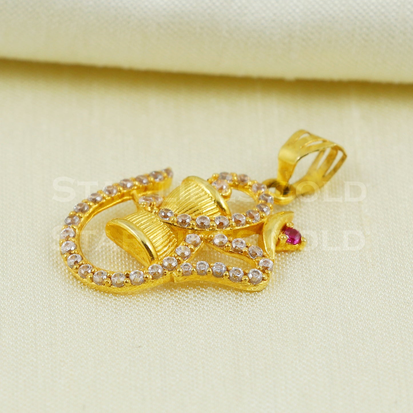 om shiva damru 18k Gold Pendant Indian Handmade Jewelry B1091