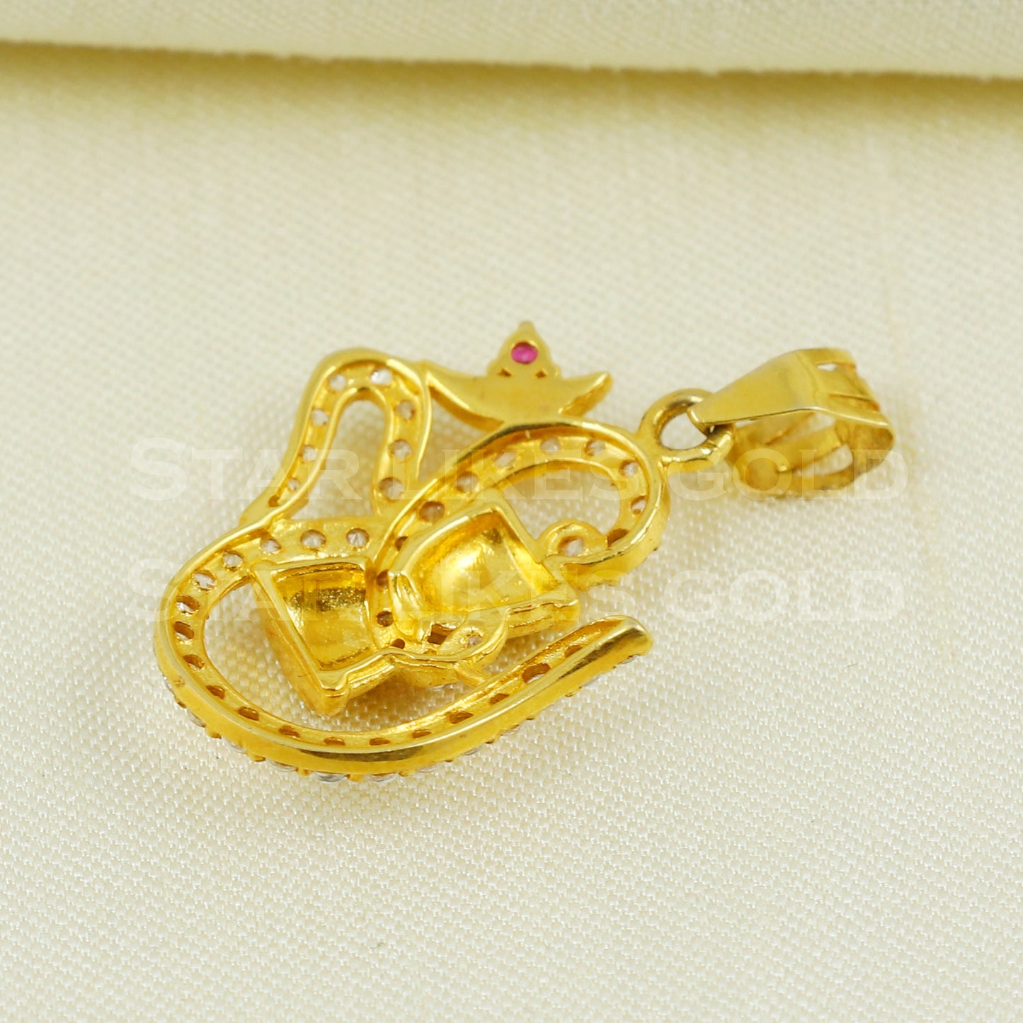 om shiva damru 18k Gold Pendant Indian Handmade Jewelry B1091