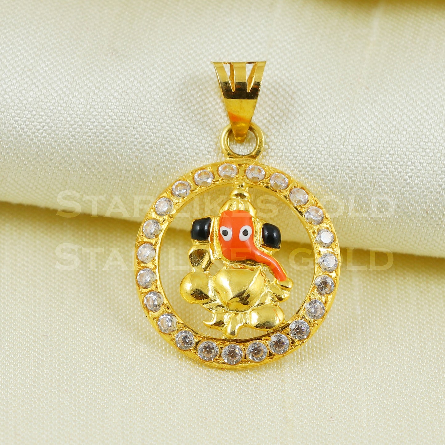 ganeshji 18k Gold Pendant Indian Handmade Jewelry B1094