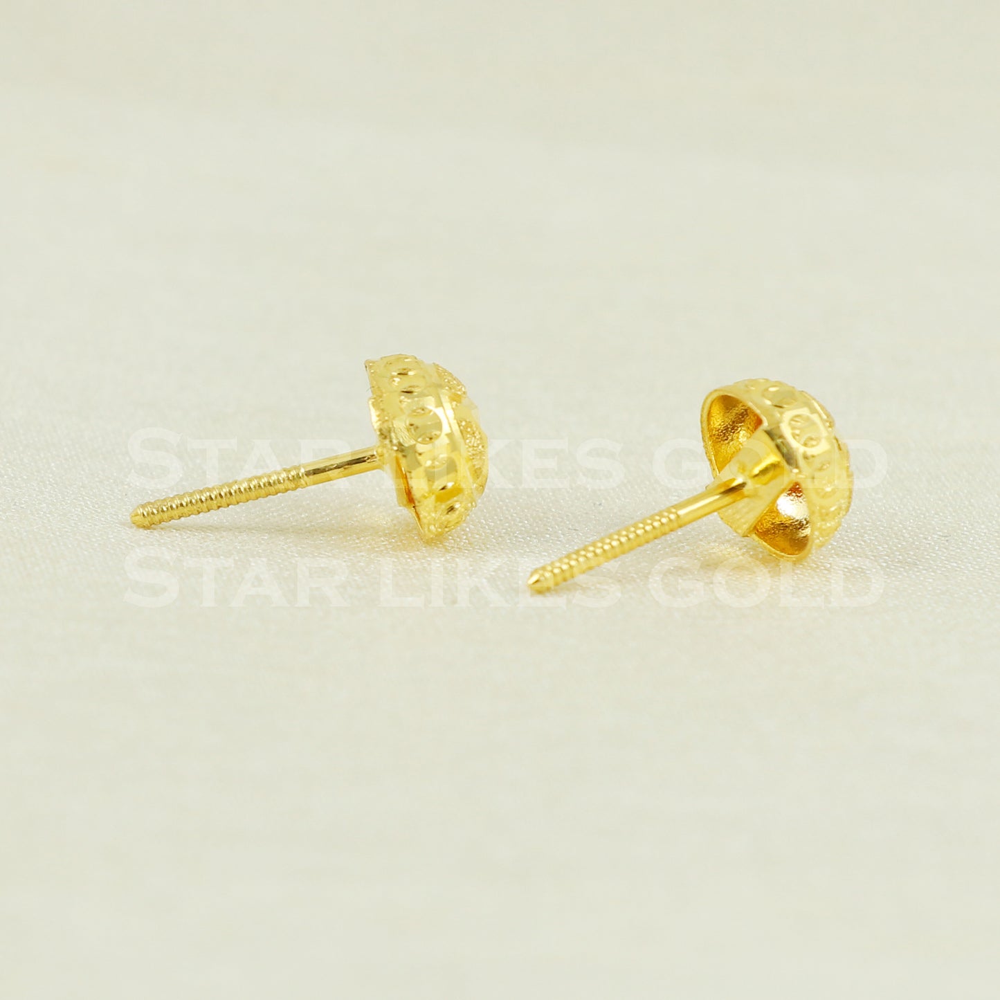Pure 18k Fine Gold Earrings, 18k Stud Earrings, B1172