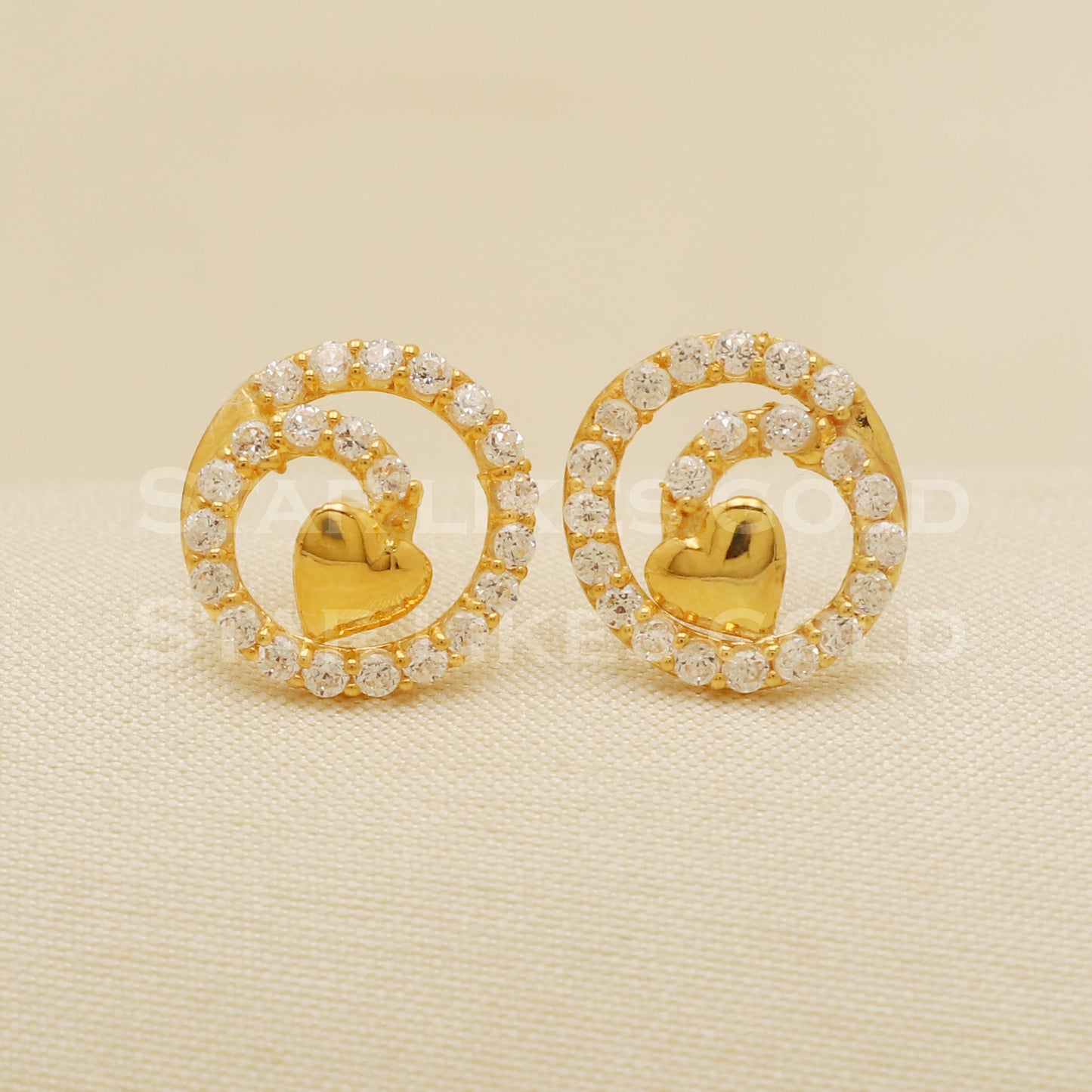18 karat 18k gold stud earrings jewelry, B1180