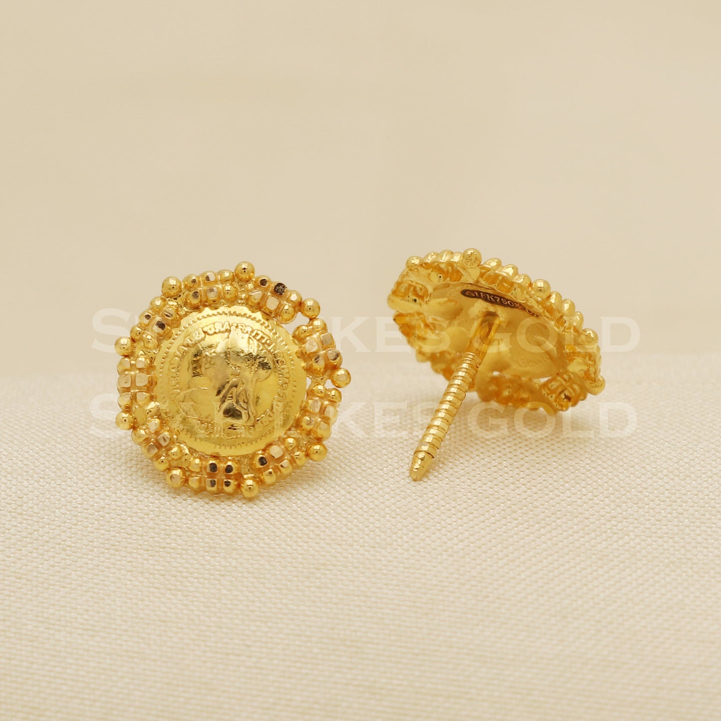 18 karat 18k gold stud earrings jewelry, B1183