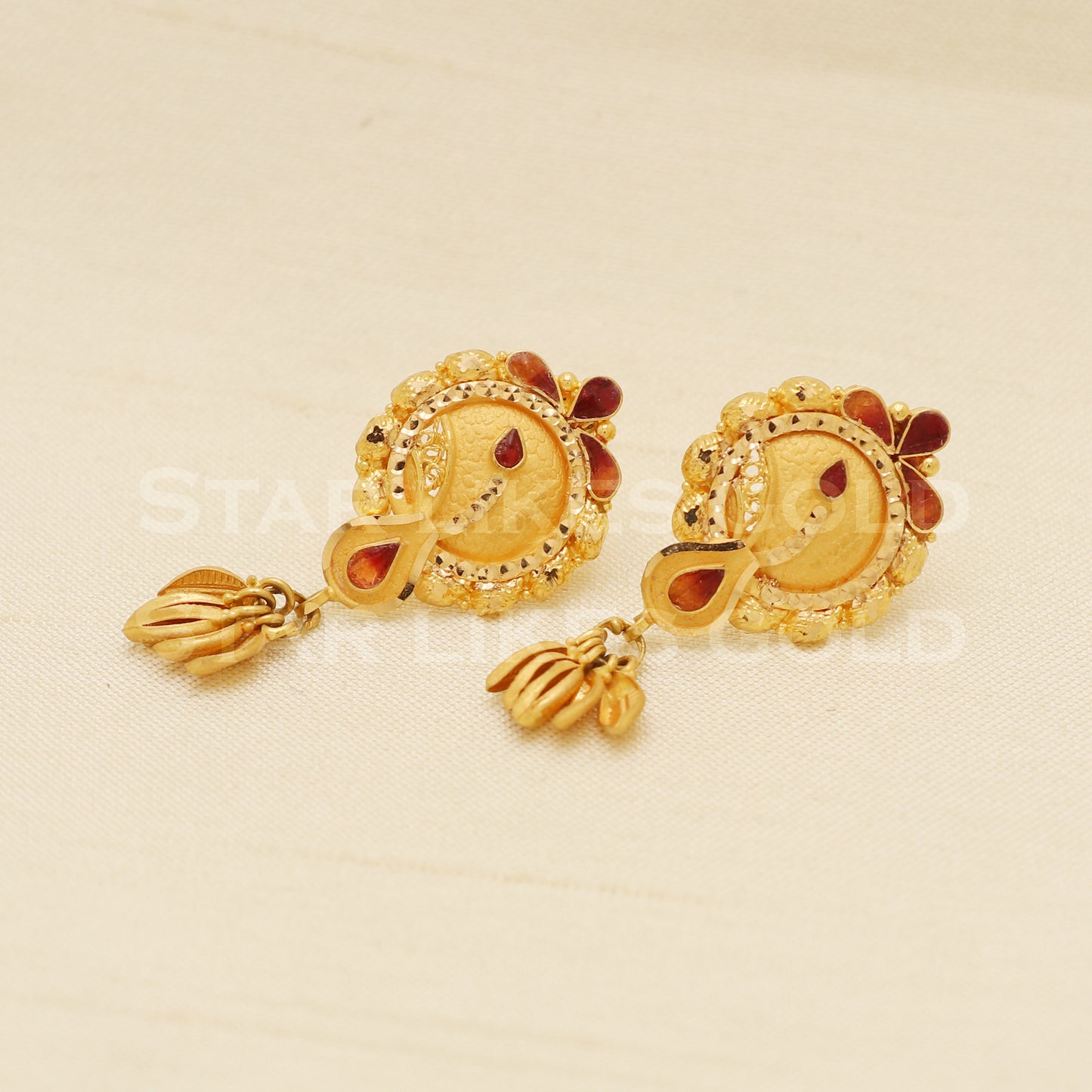 22 karat 22k gold stud earrings jewelry, B1218