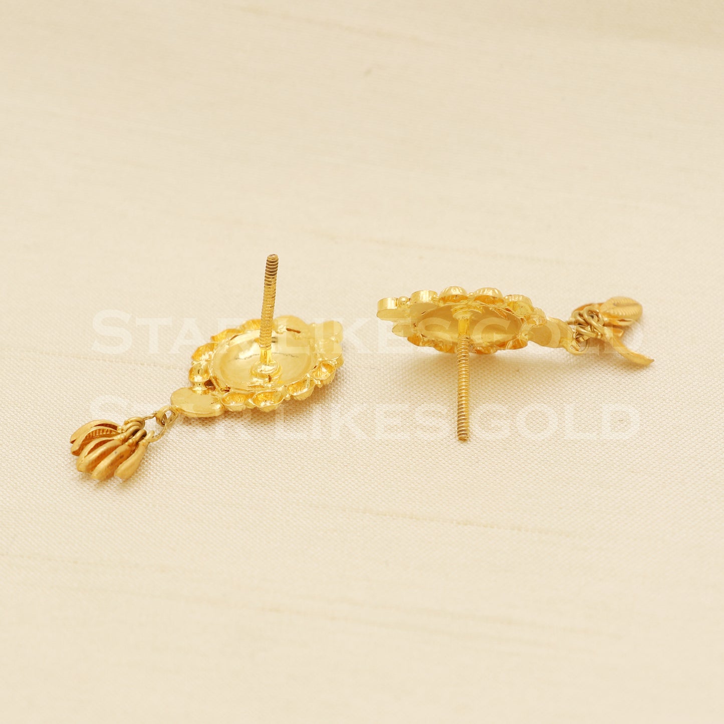22 karat 22k gold stud earrings jewelry, B1218