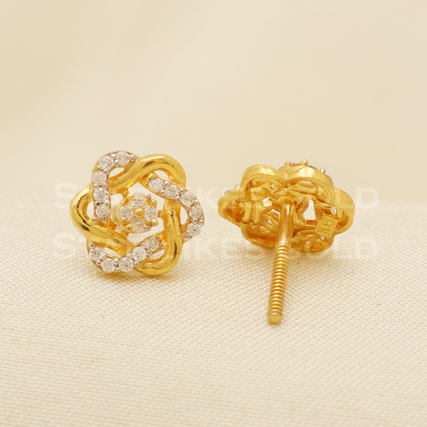 22 karat 22k gold stud earrings jewelry, B1219