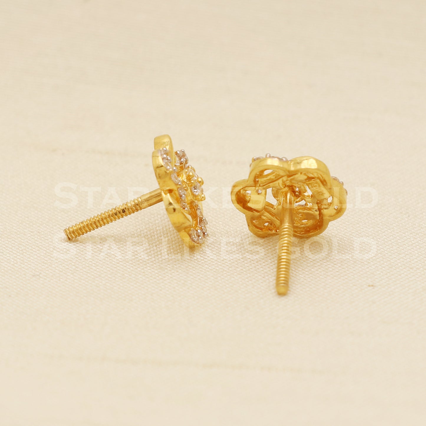 22 karat 22k gold stud earrings jewelry, B1219
