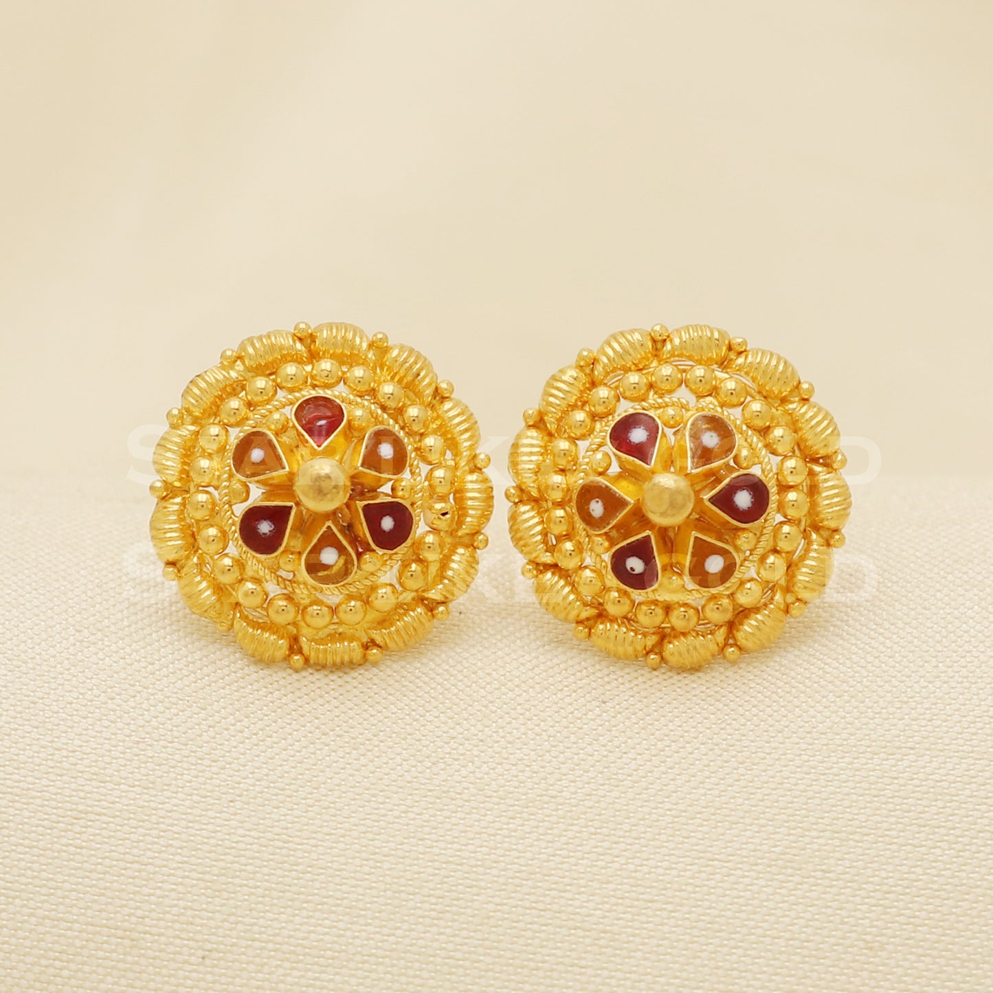 22 karat 22k gold stud earrings jewelry, B1221