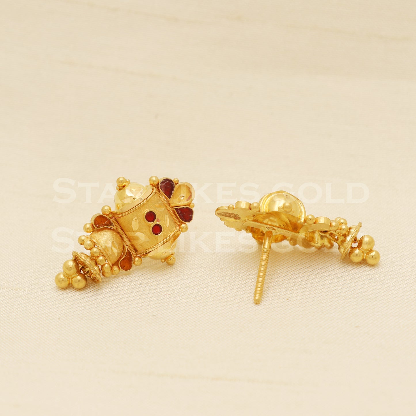22 karat 22k gold stud earrings jewelry, B1226