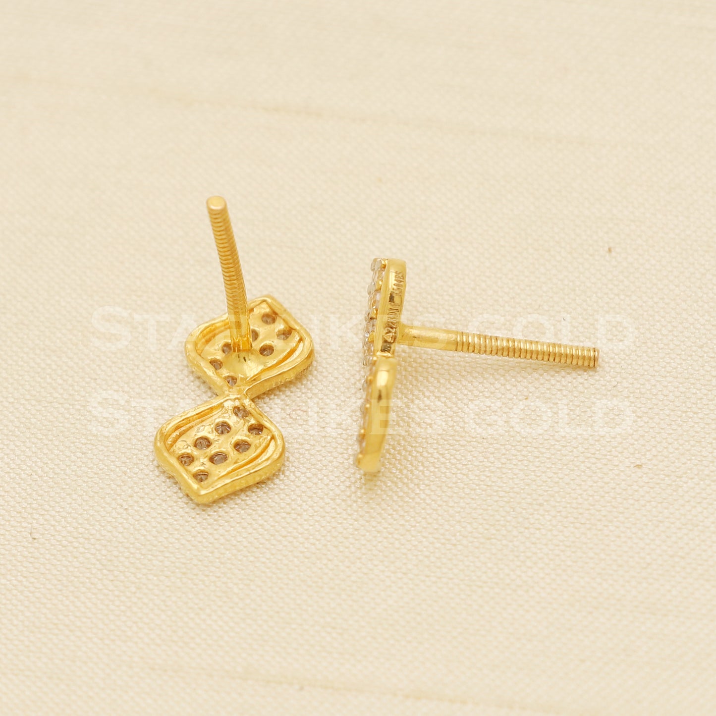 22 karat 22k gold stud earrings jewelry, B1227