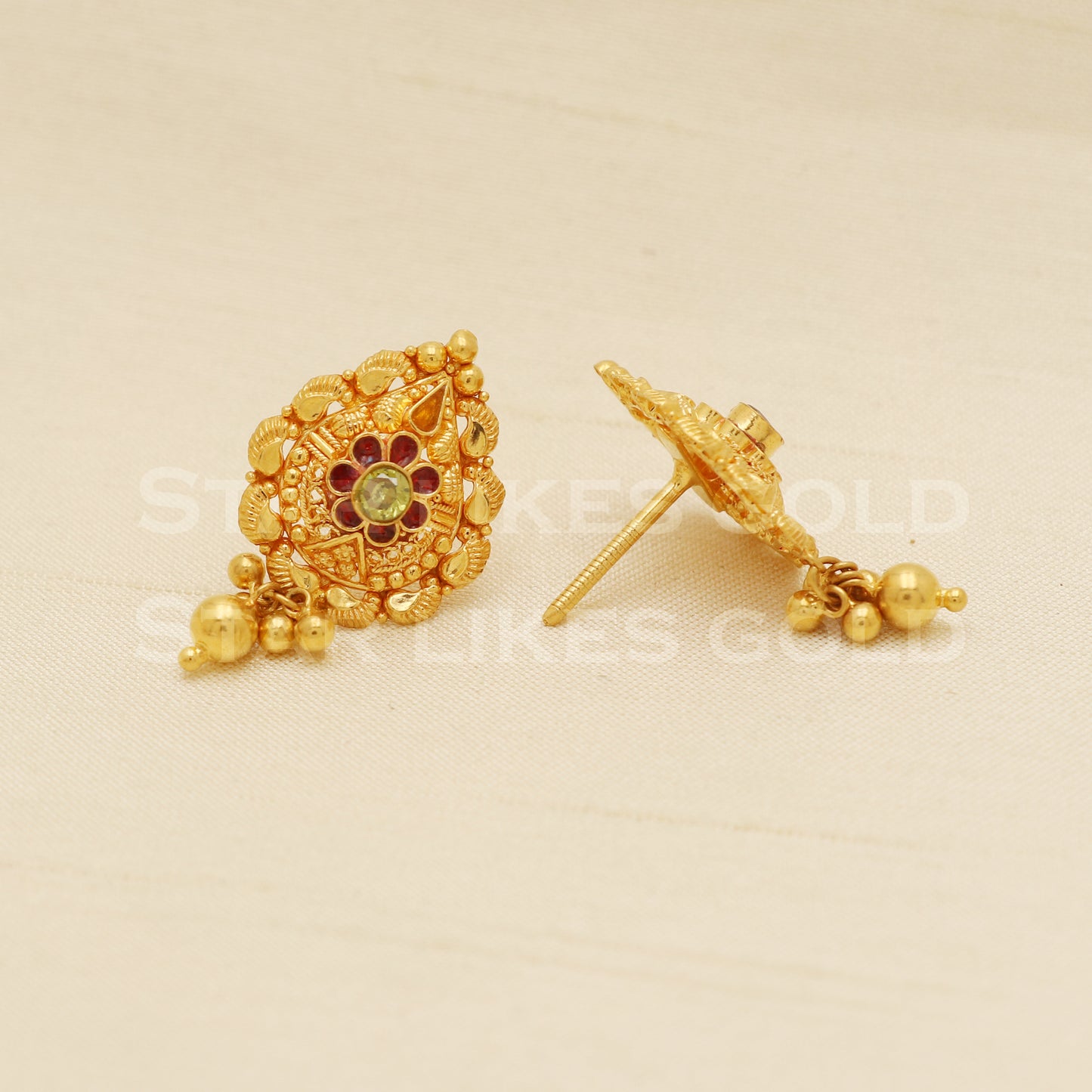 22 karat 22k gold stud earrings jewelry, B1228