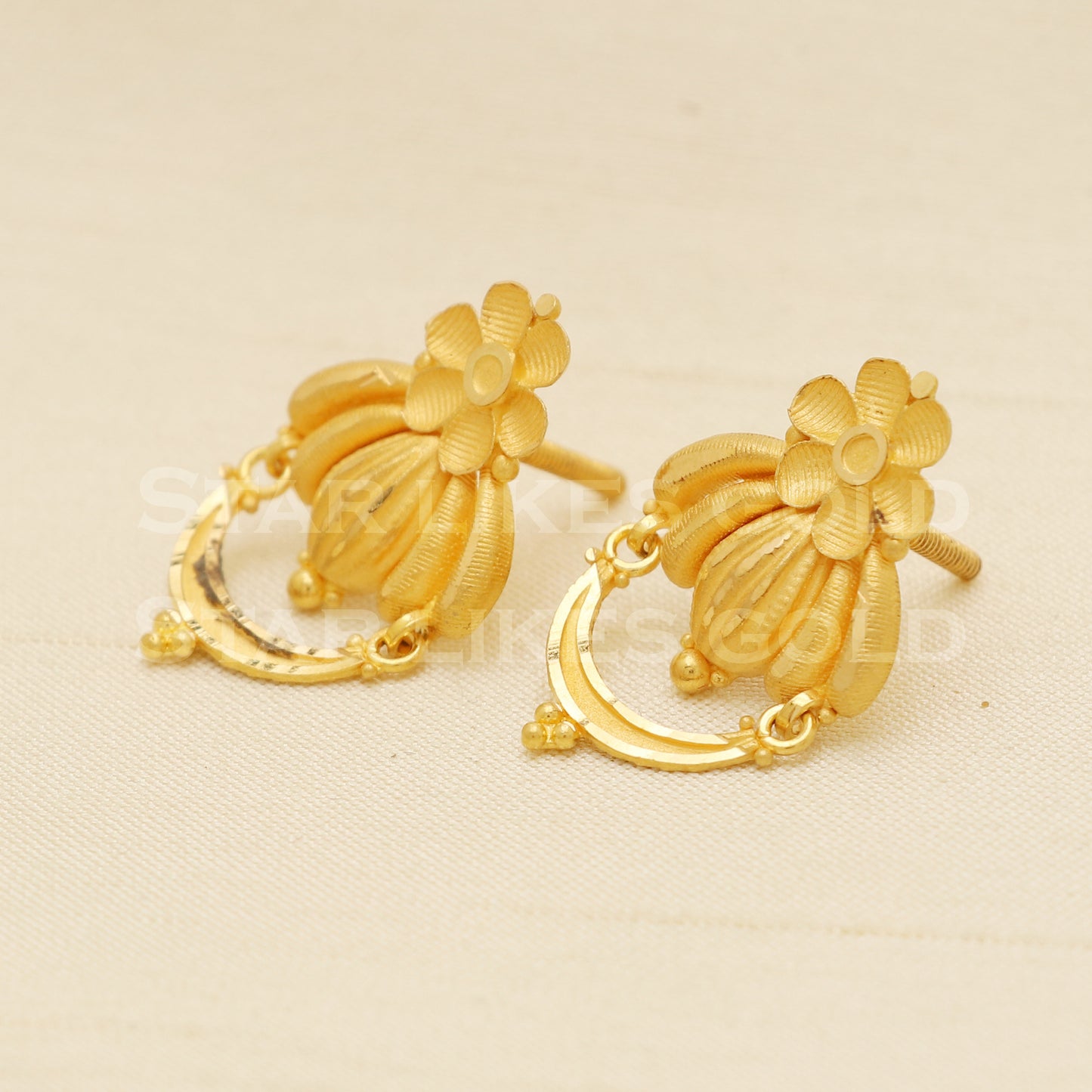 22 karat 22k gold stud earrings jewelry, B1230