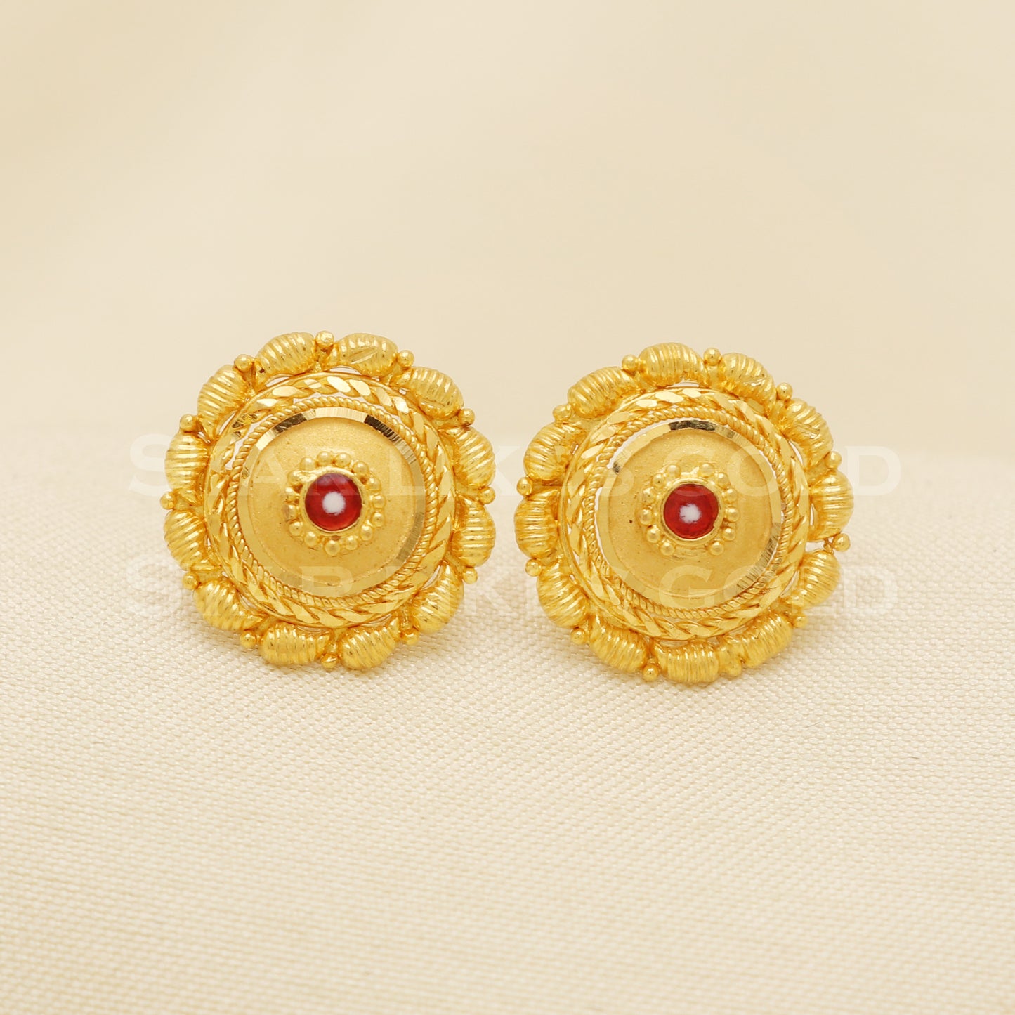 22 karat 22k gold stud earrings jewelry, B1231