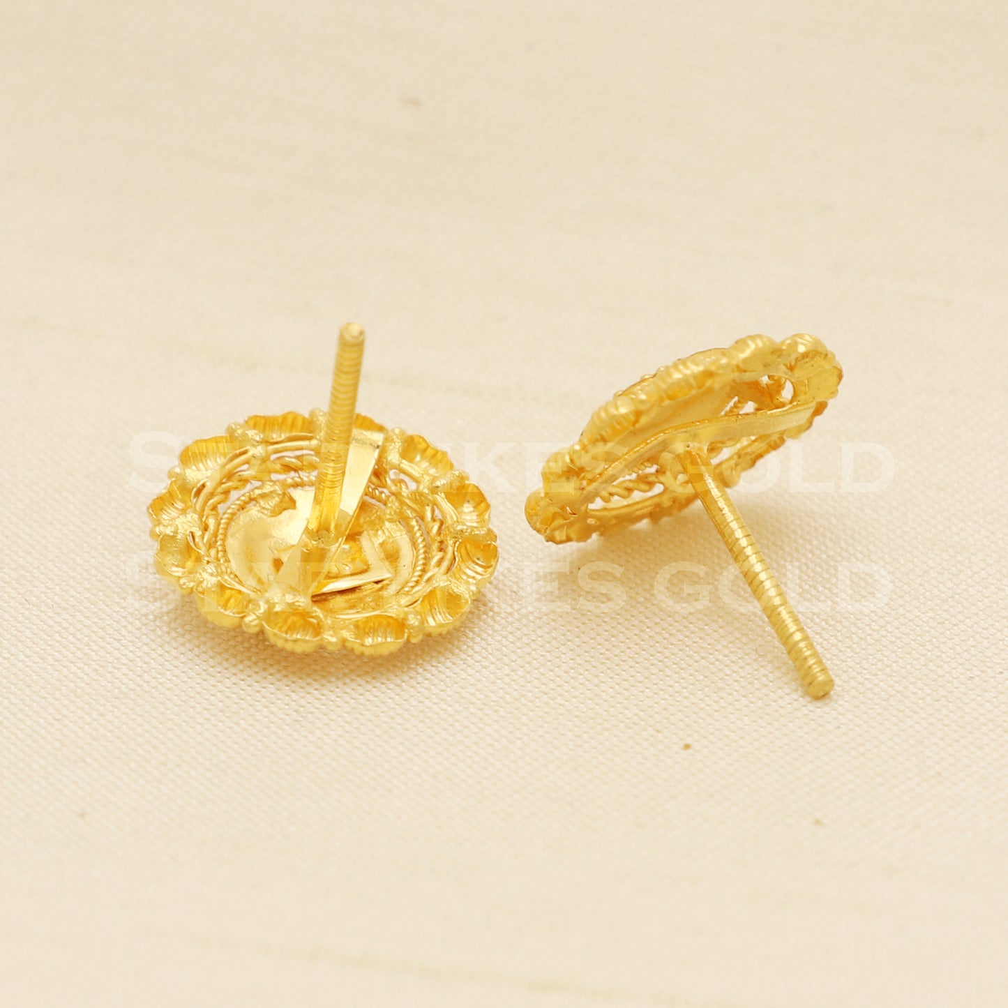 22 karat 22k gold stud earrings jewelry, B1231