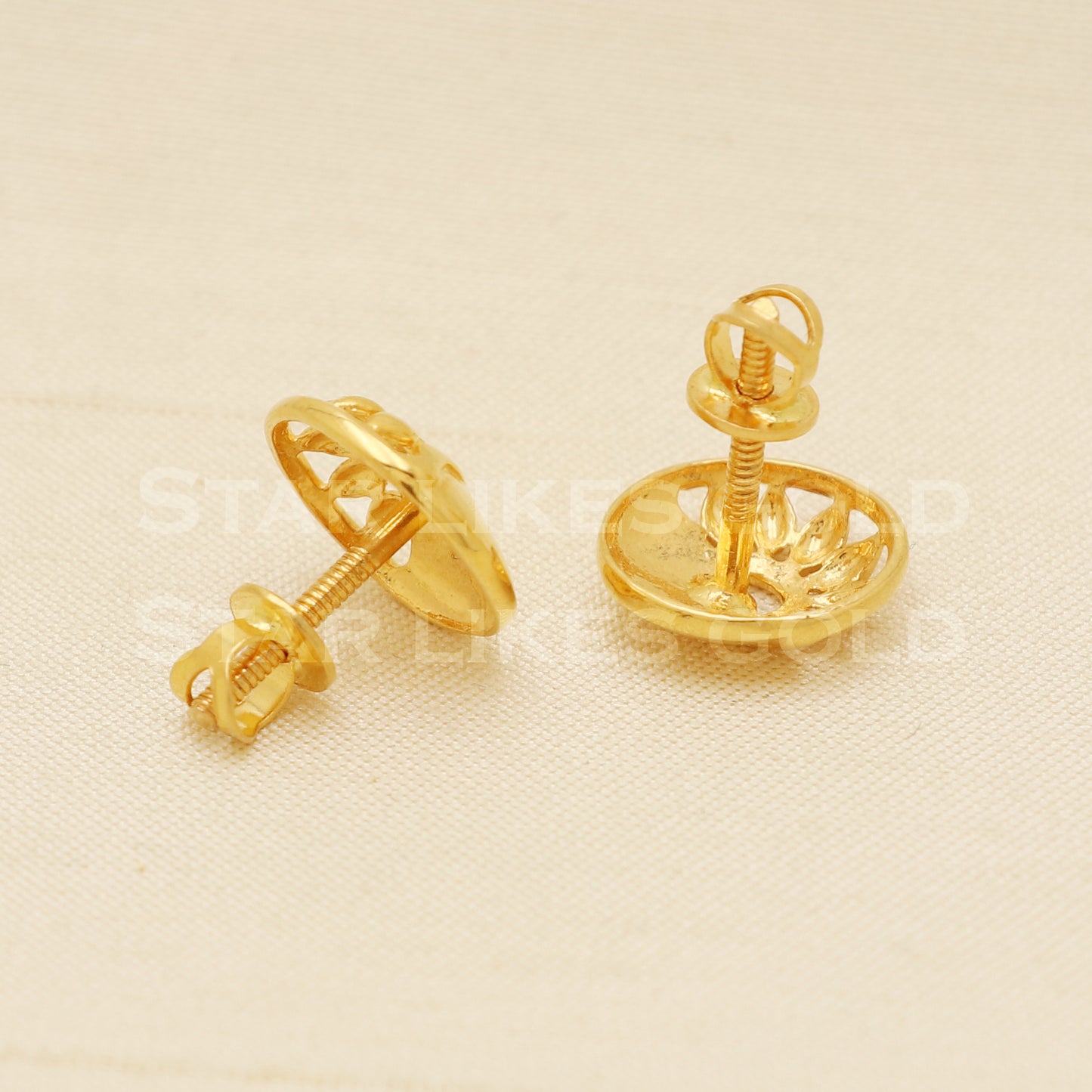 22 karat 22k gold stud earrings jewelry, B1232