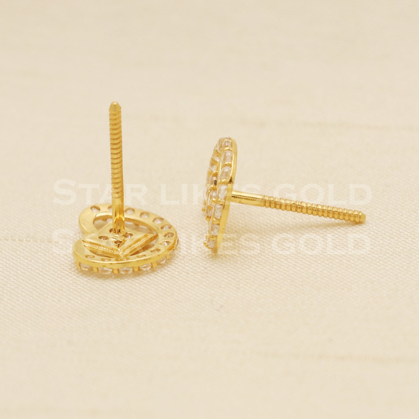 18 karat 18k gold stud earrings jewelry, B1251