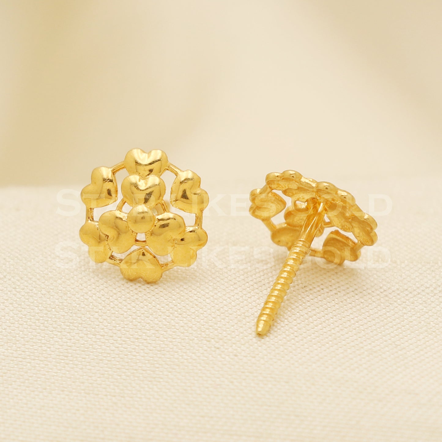 18 karat 18k gold stud earrings jewelry, B1253