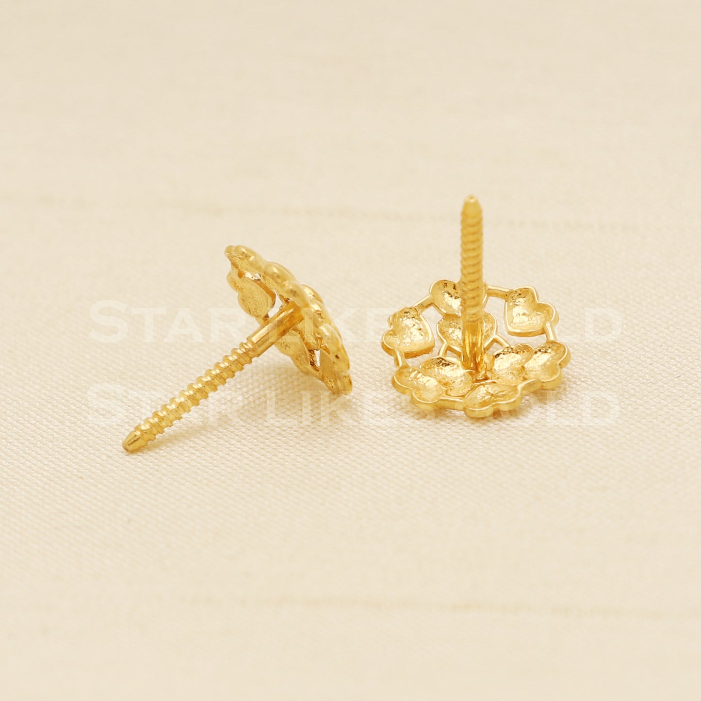 18 karat 18k gold stud earrings jewelry, B1253