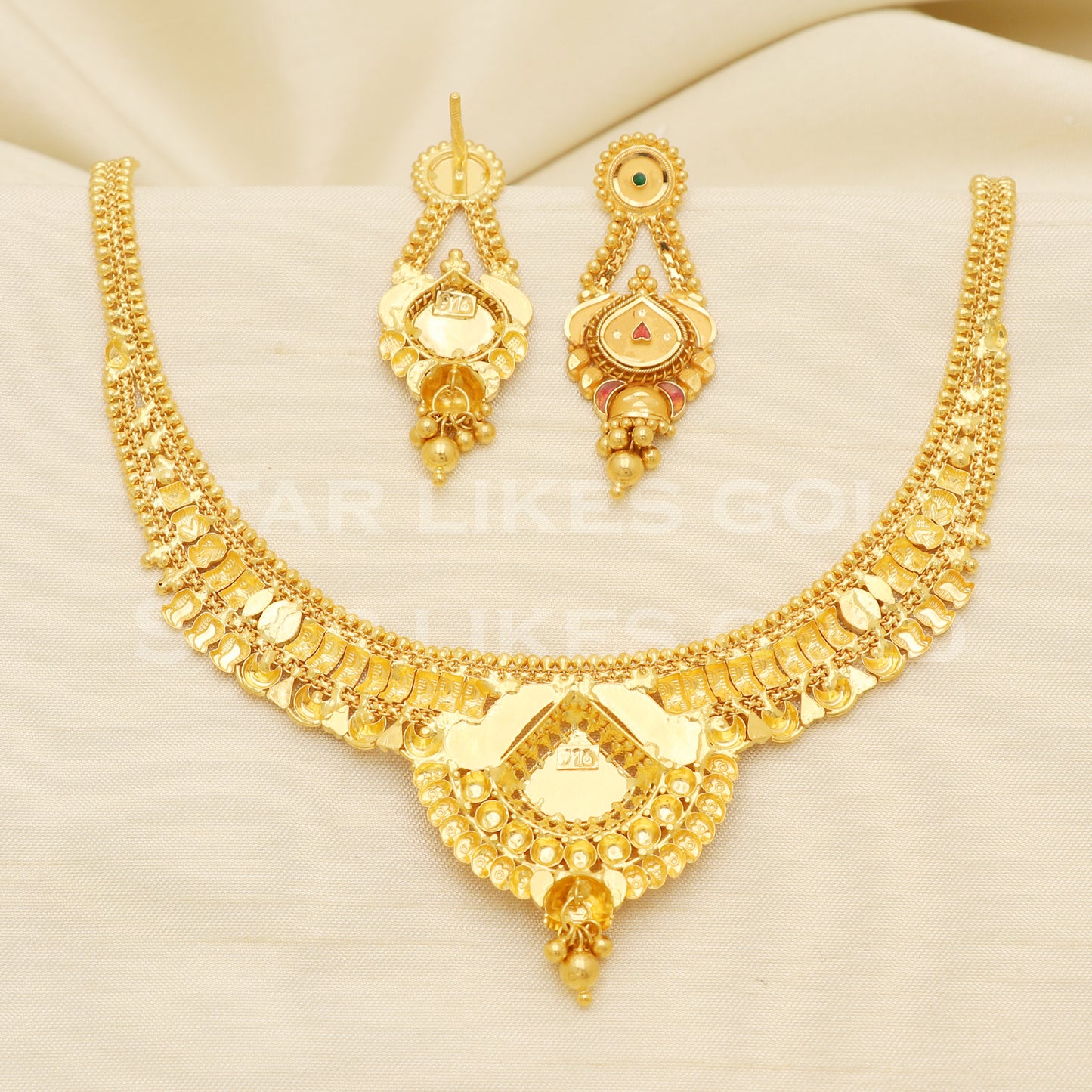 Fine 22KT916, 22 Karat GOLD NECKLACE set Jewelry, Indian jewelry B1288