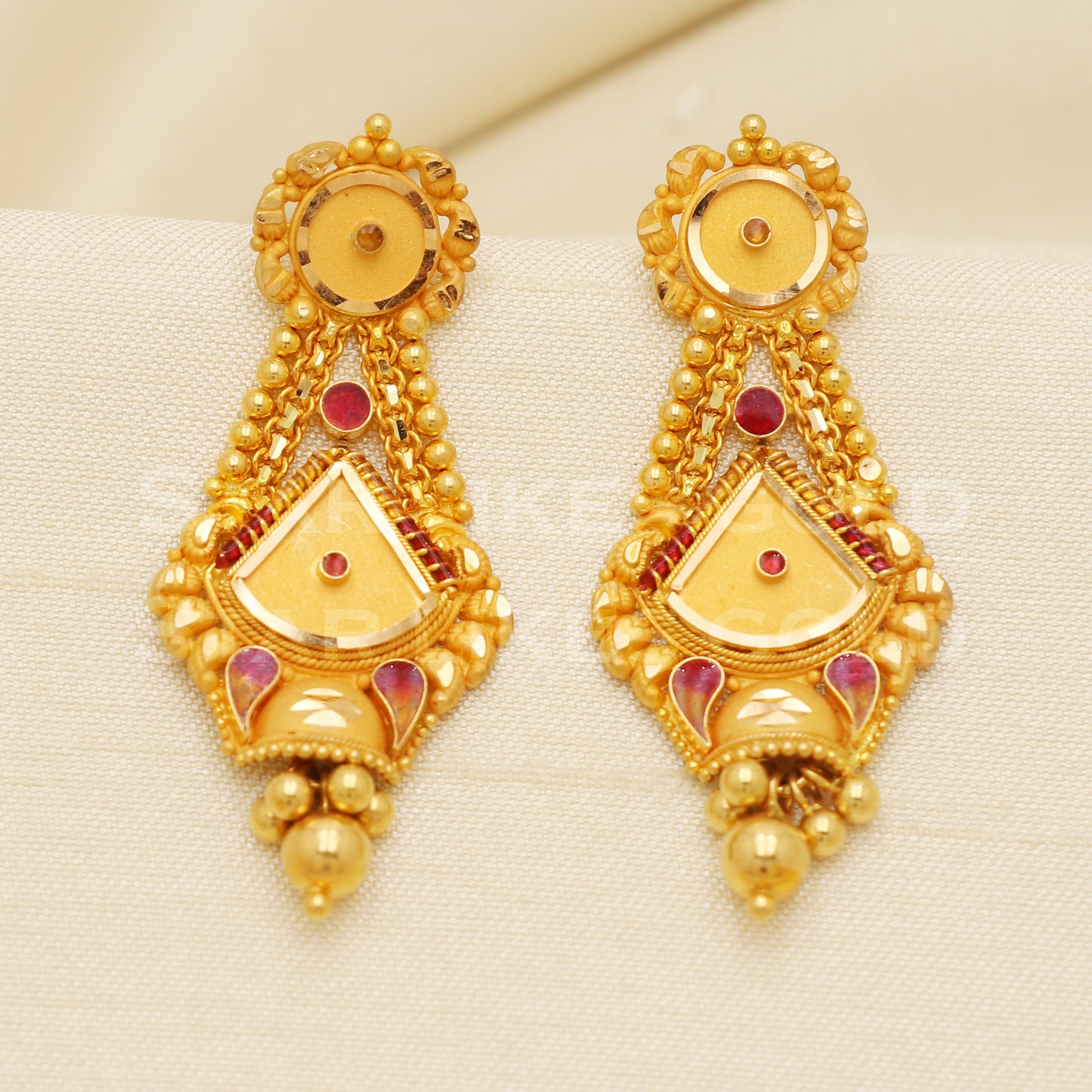Fine 22KT916, 22 Karat GOLD NECKLACE set Jewelry, Indian jewelry B1289