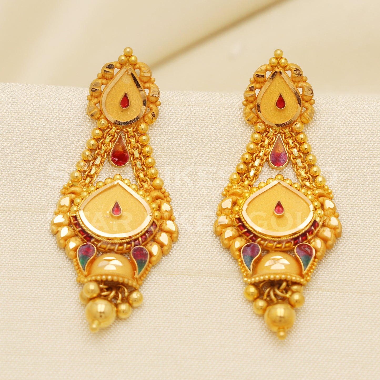Fine 22KT916, 22 Karat GOLD NECKLACE set Jewelry, Indian jewelry B1290
