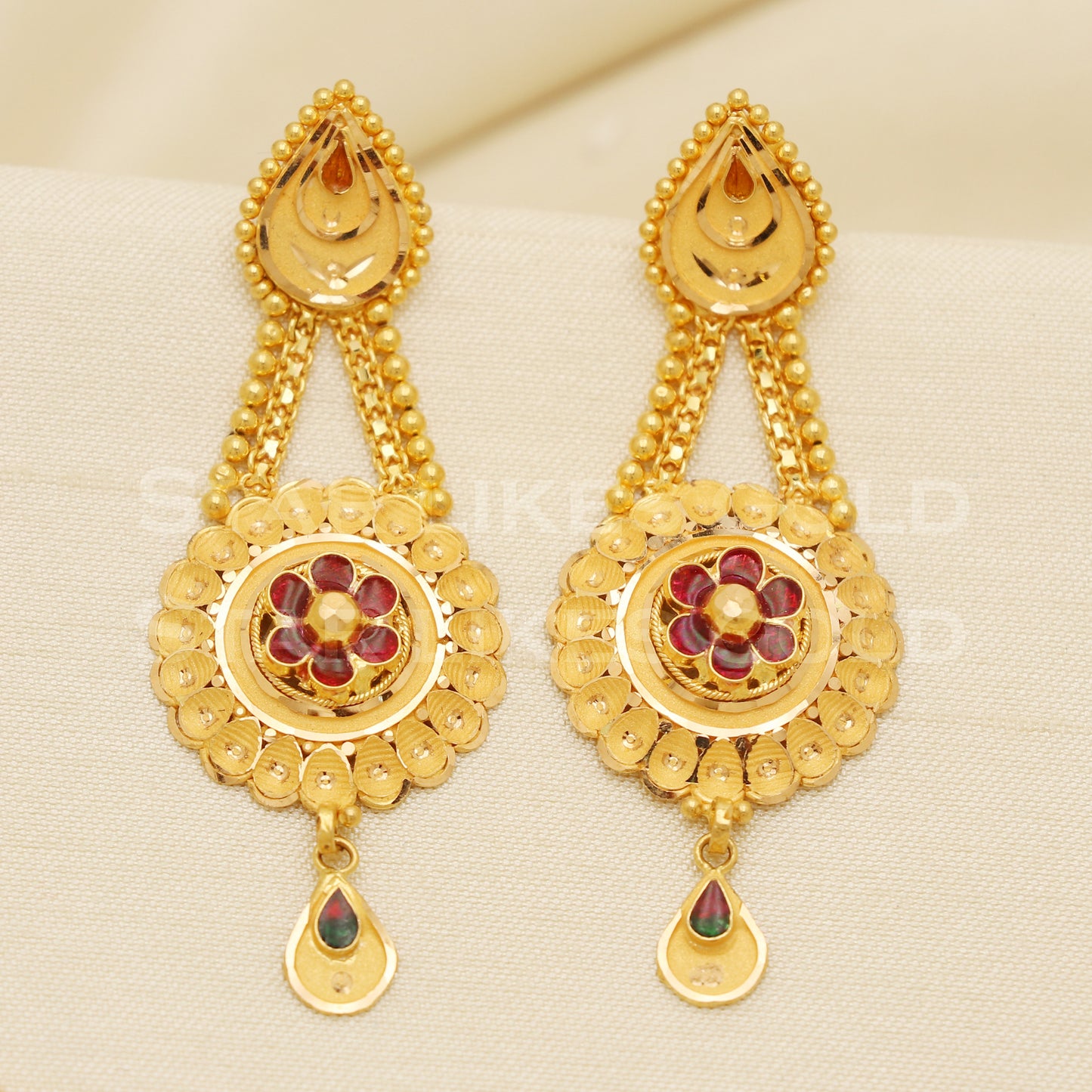 Fine 22KT916, 22 Karat GOLD NECKLACE set Jewelry, Indian jewelry B1292
