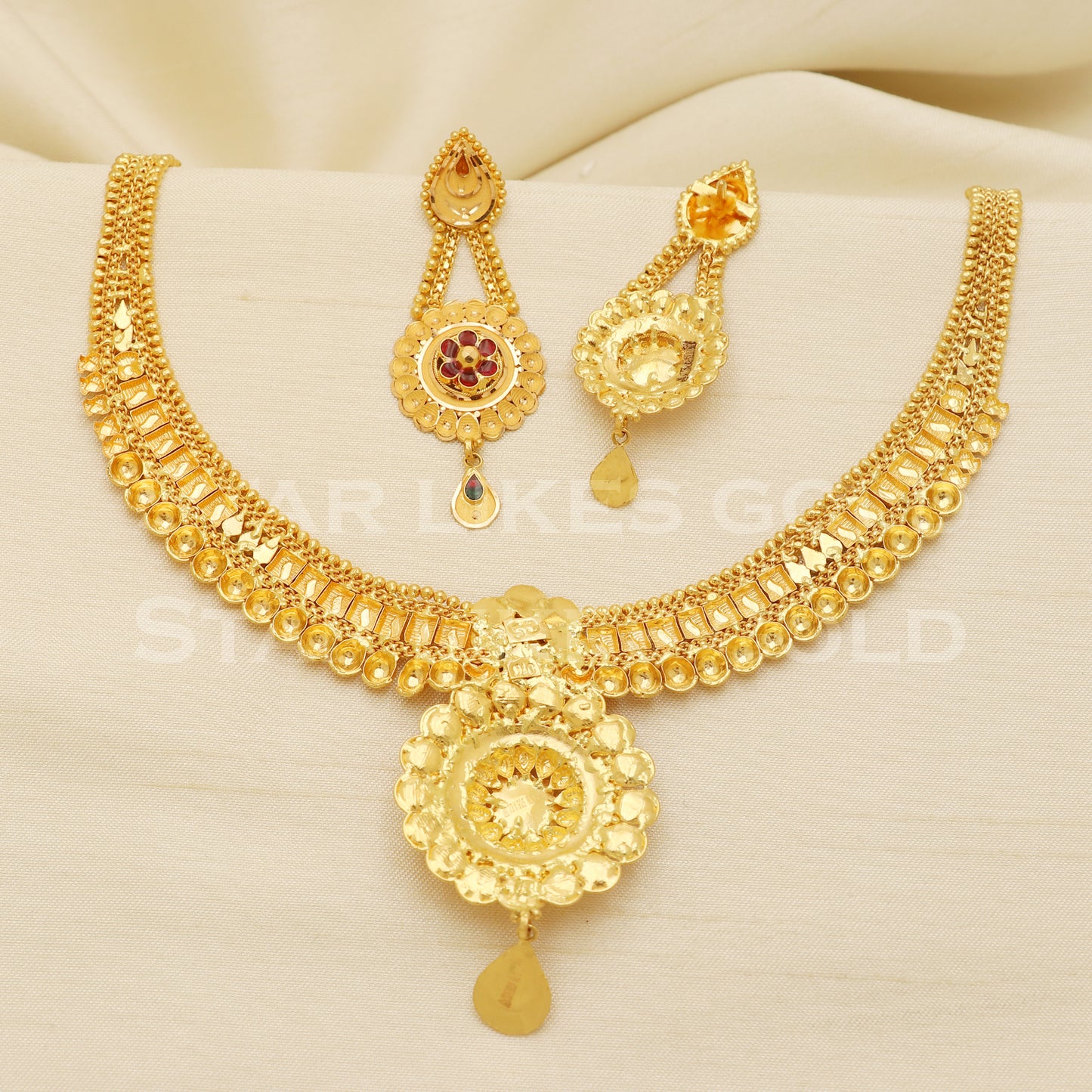 Fine 22KT916, 22 Karat GOLD NECKLACE set Jewelry, Indian jewelry B1292