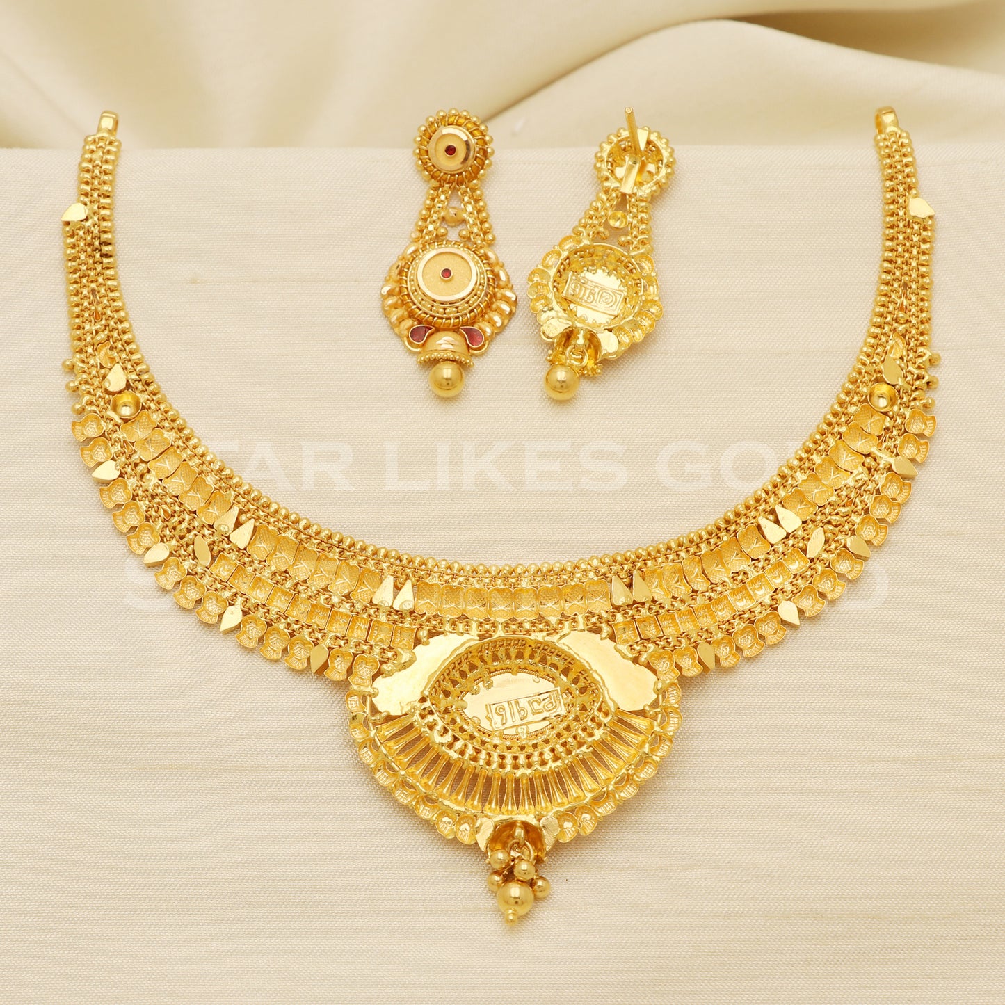 Fine 22KT916, 22 Karat GOLD NECKLACE set Jewelry, Indian jewelry B1293