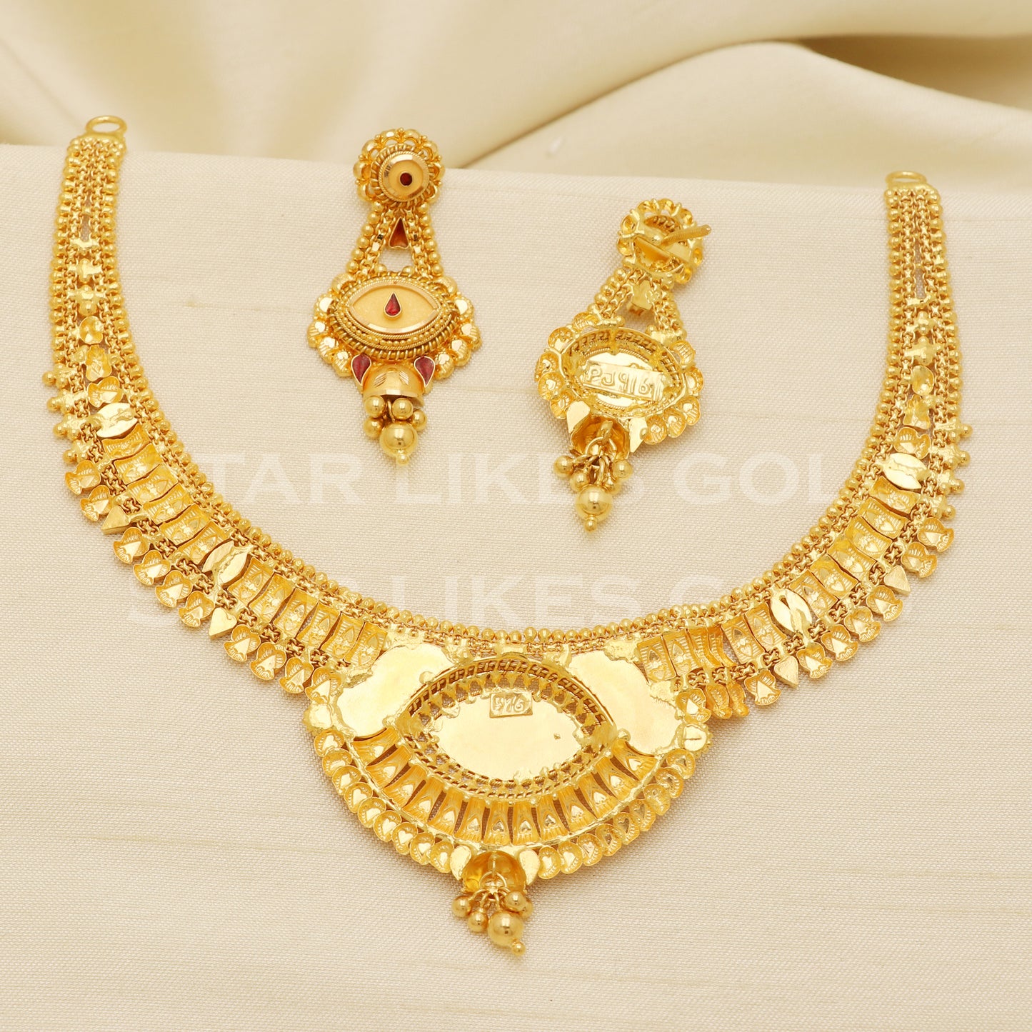 Fine 22KT916, 22 Karat GOLD NECKLACE set Jewelry, Indian jewelry B1295